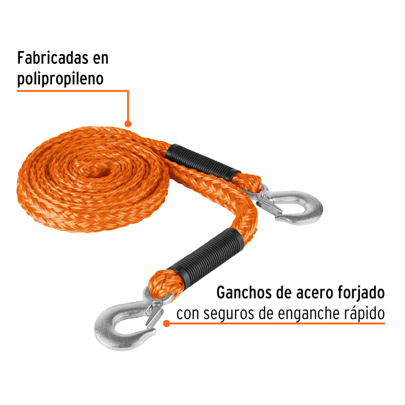 Cuerda para remolque con ganchos 5/8" x 3.5 m,  Truper