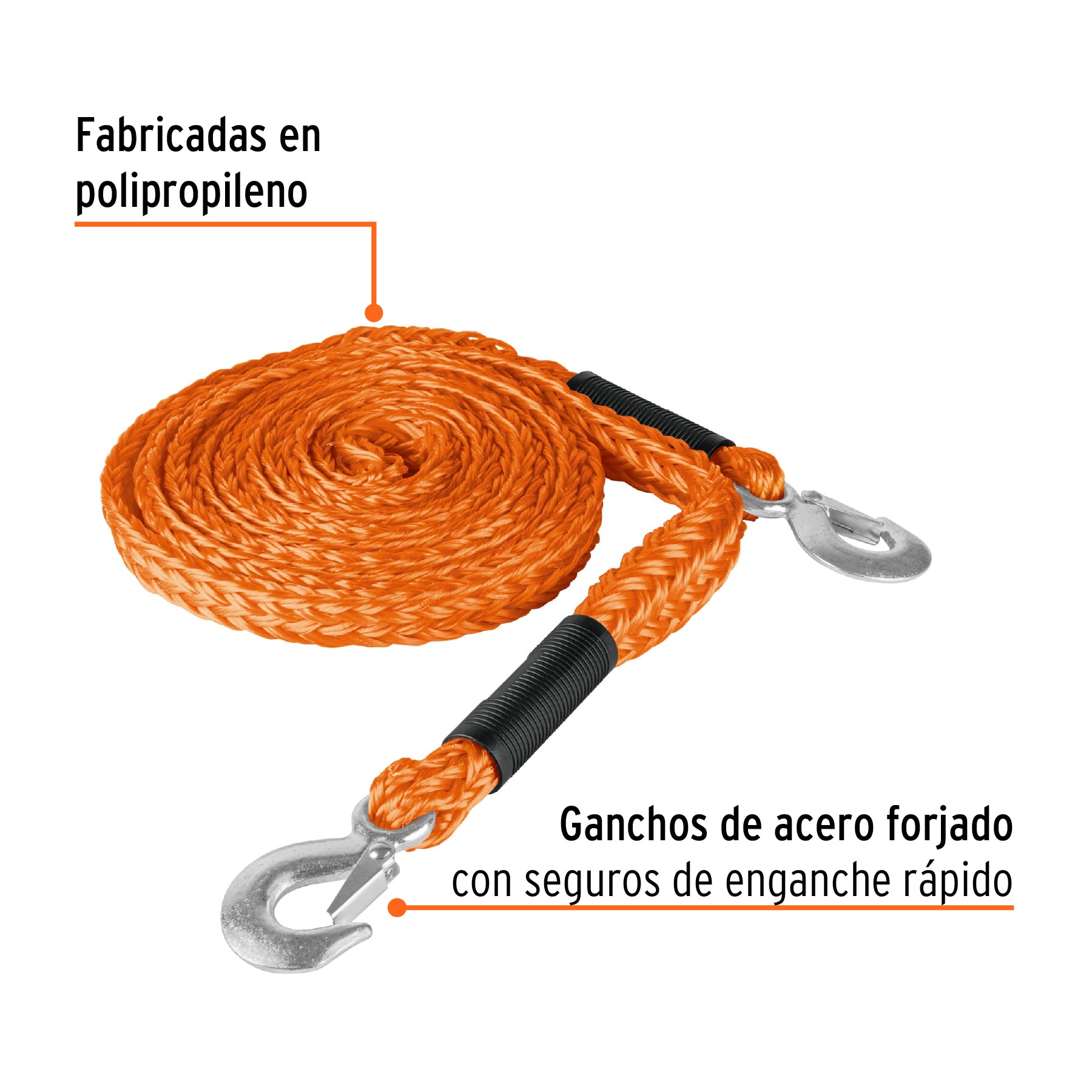 Cuerda con ganchos para remolque, 27 mm x 4.5 m, Truper