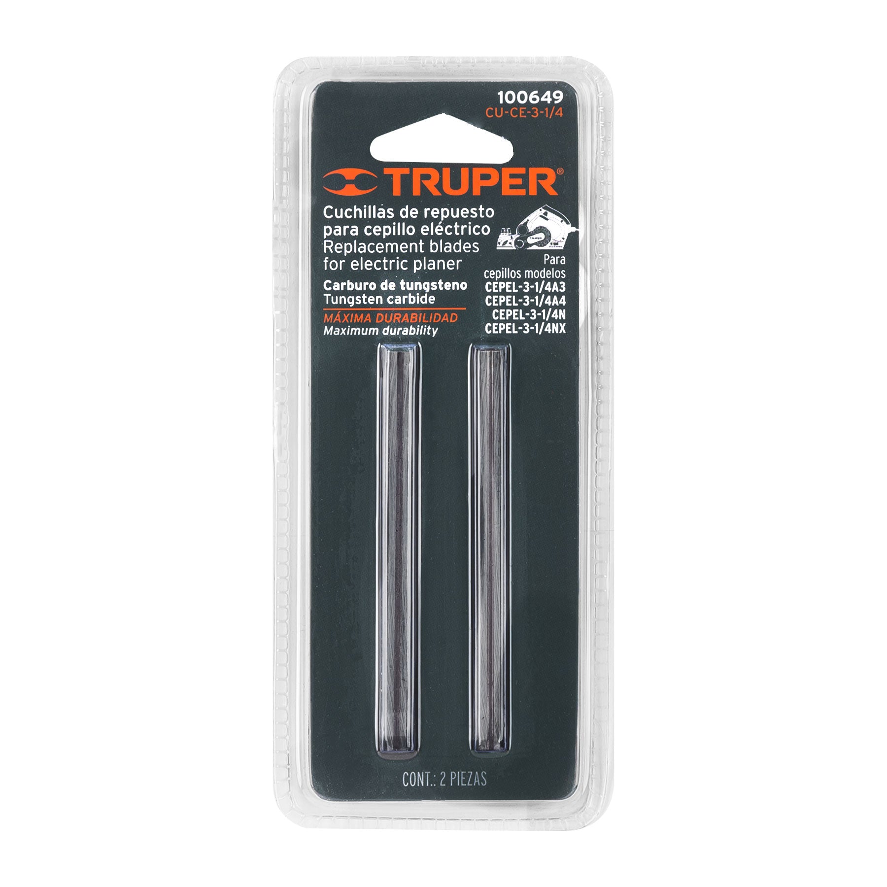 Blíster con 2 cuchillas carburo de tungsteno para CEPEL-3-1/4A4