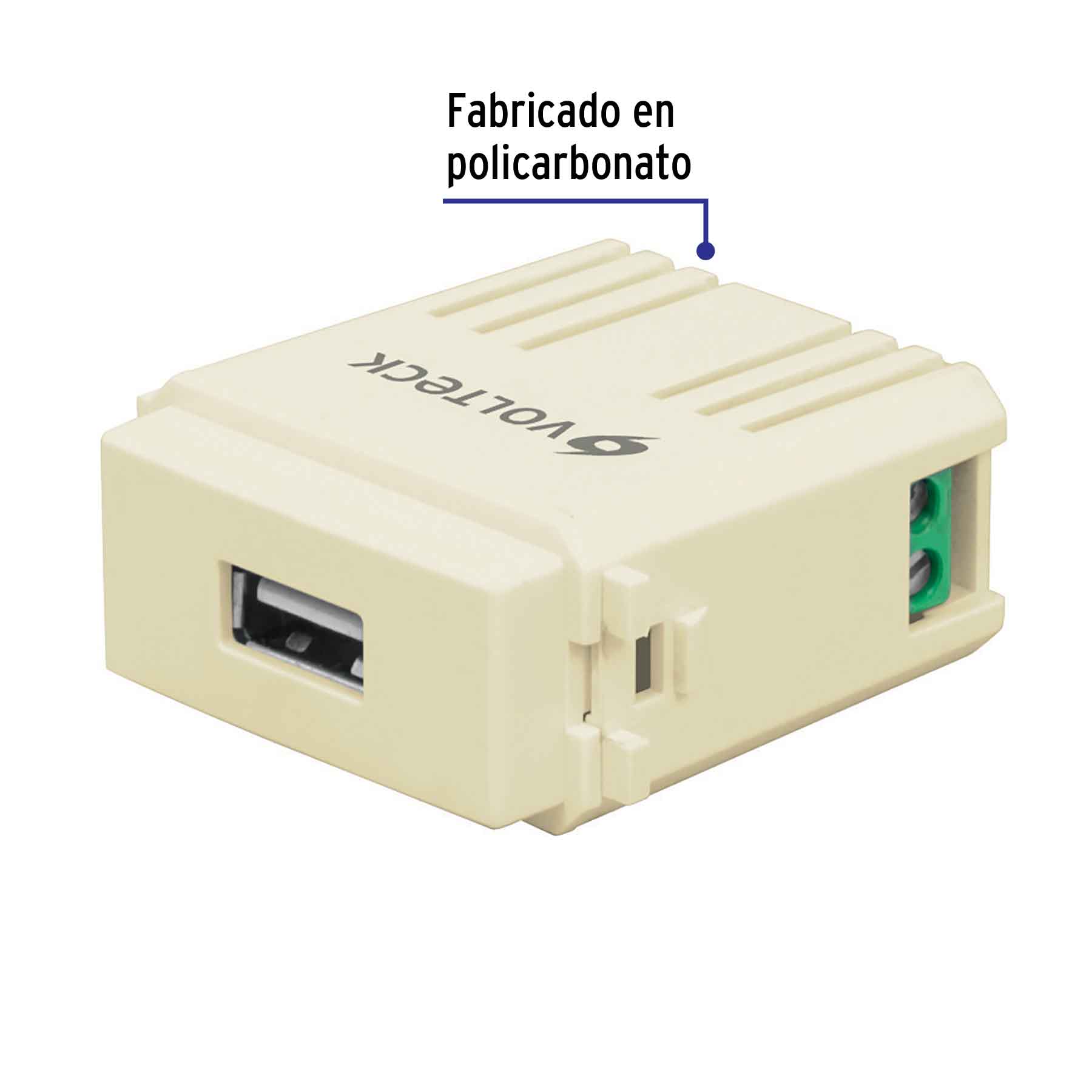 módeloulo puerto USB, línea Italiana, color marfil, Volteck