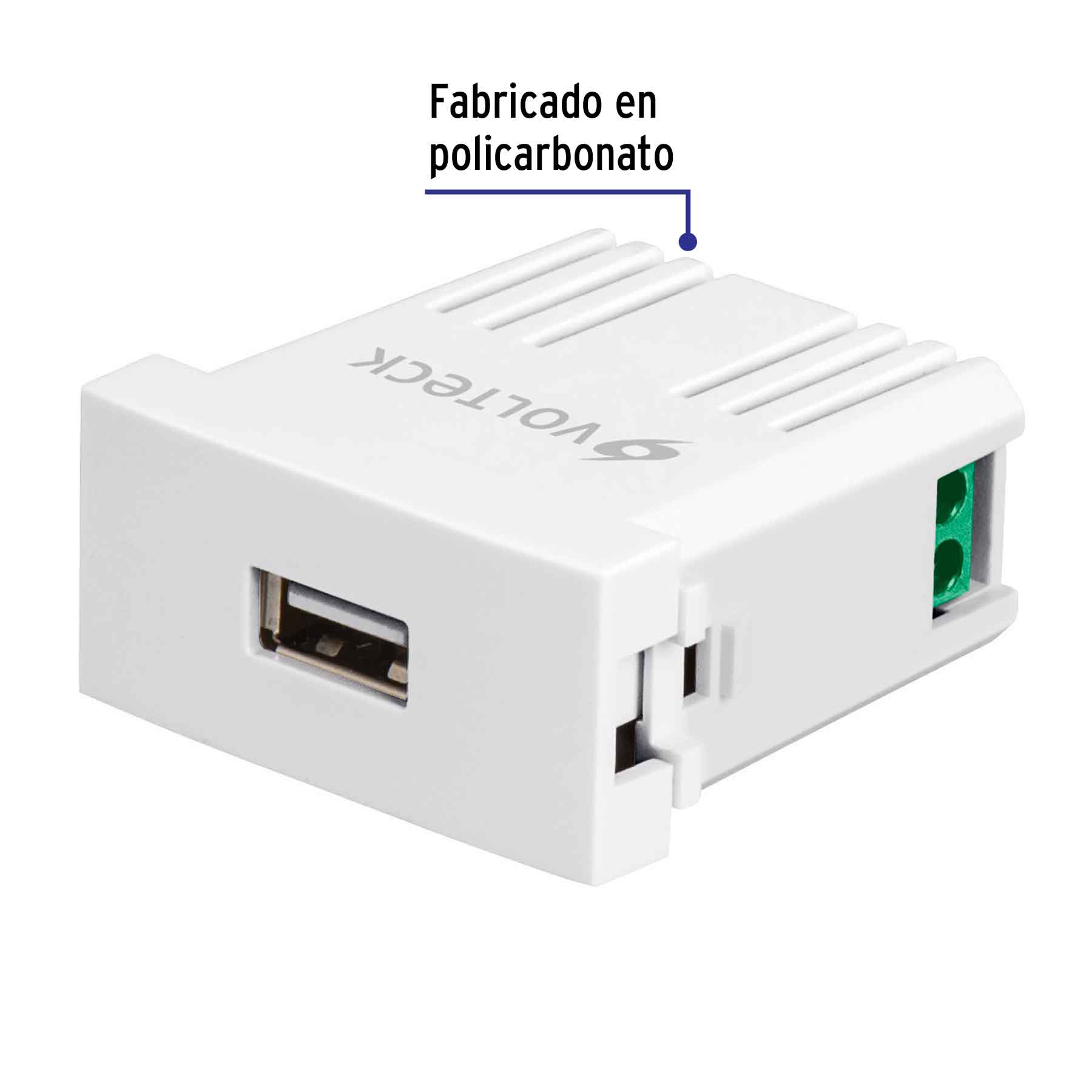 Cargador USB a la pared, 2.1A, línea Oslo, color blanco