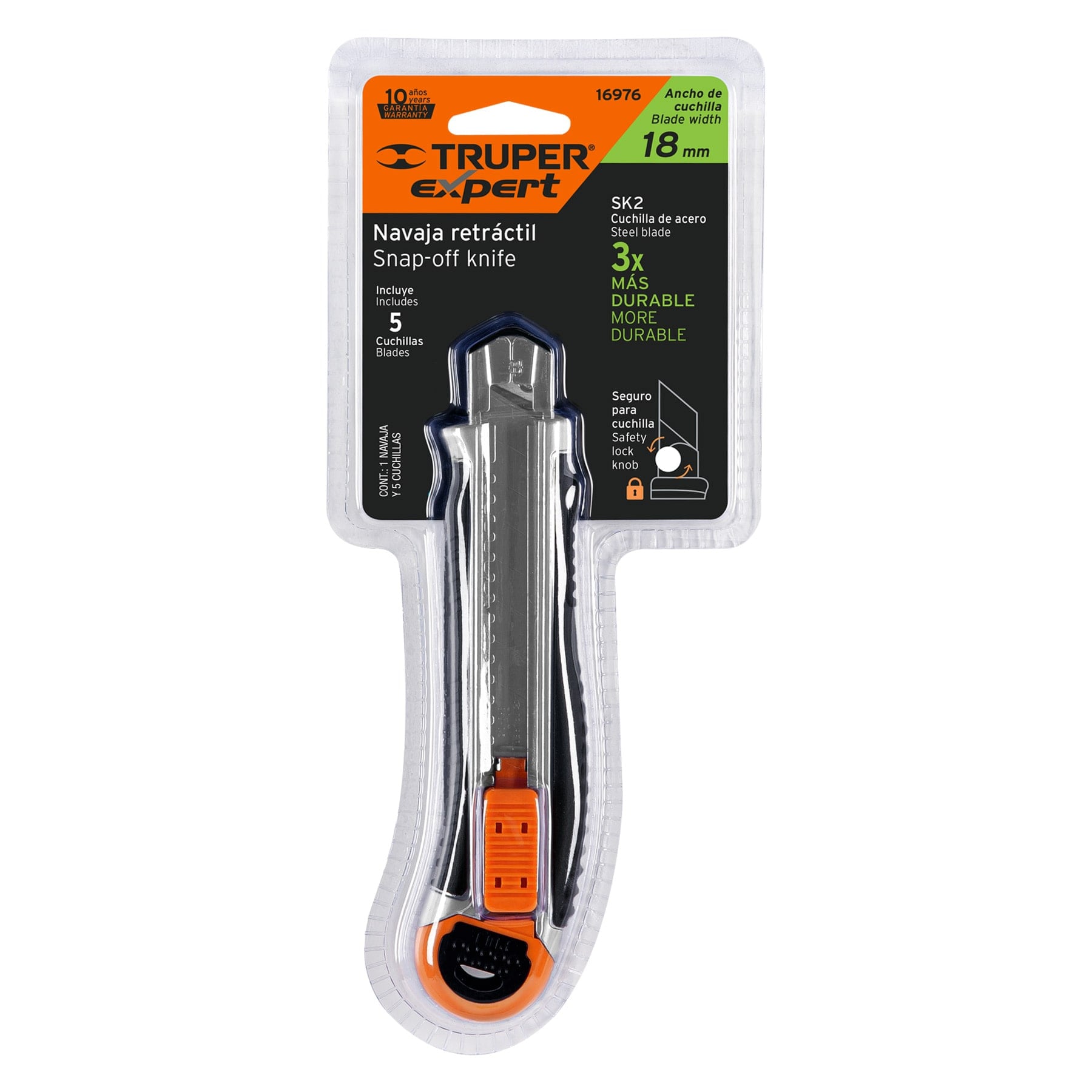 Cutter 18 mm trabajo pesado con alma metálica y grip, Expert