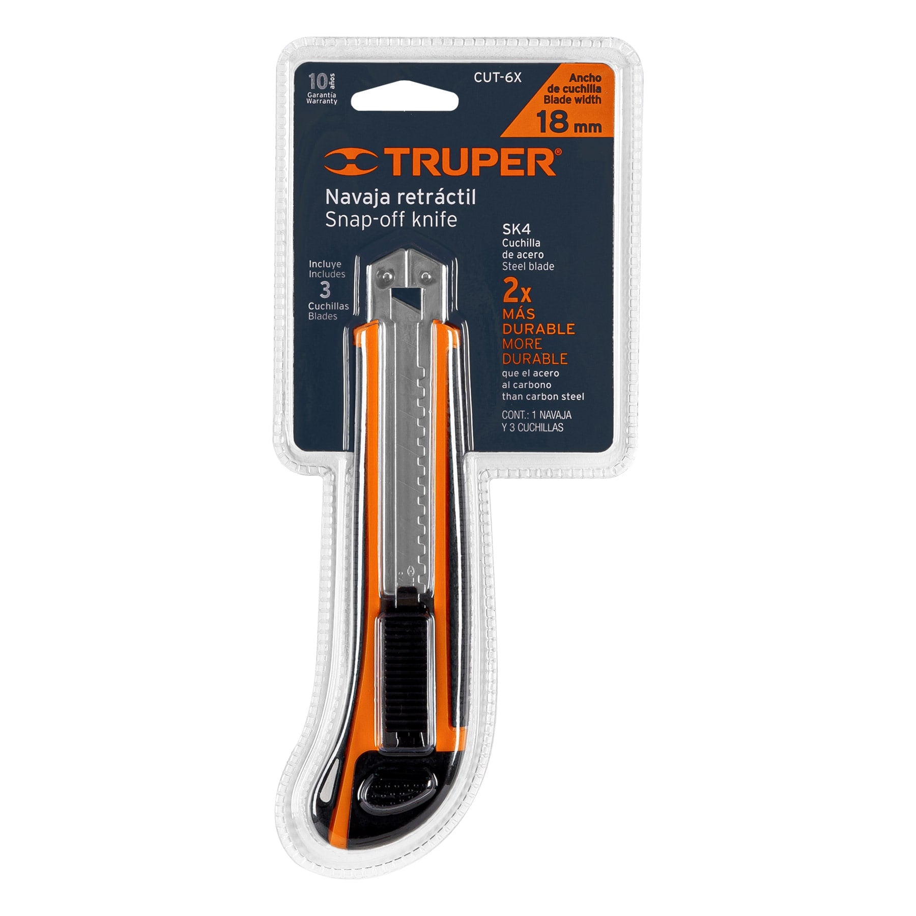 Cutter 18 mm profesional con alma metálica y grip, Truper