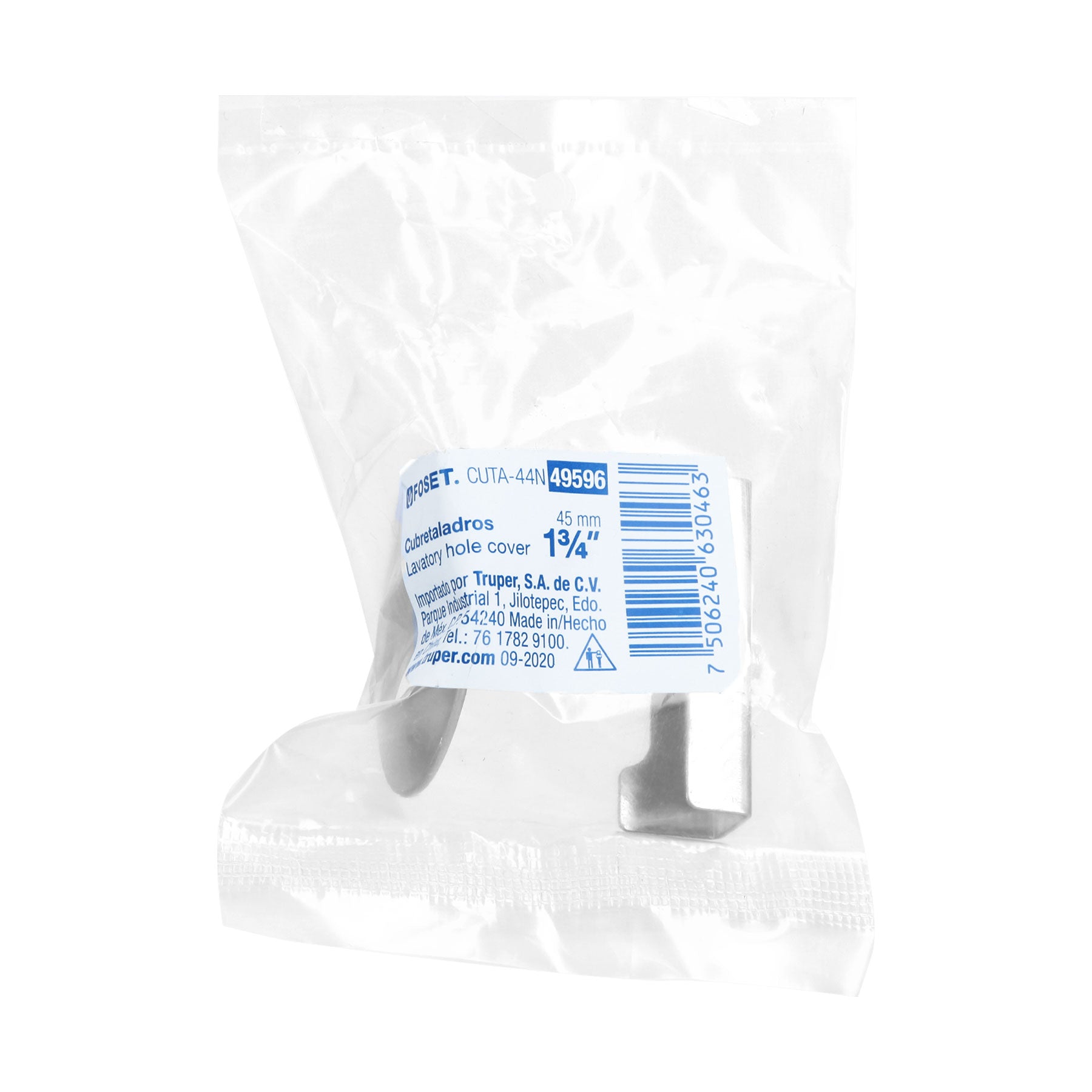 Cubretaladro de acero inoxidable 1-3/4" satín, Foset