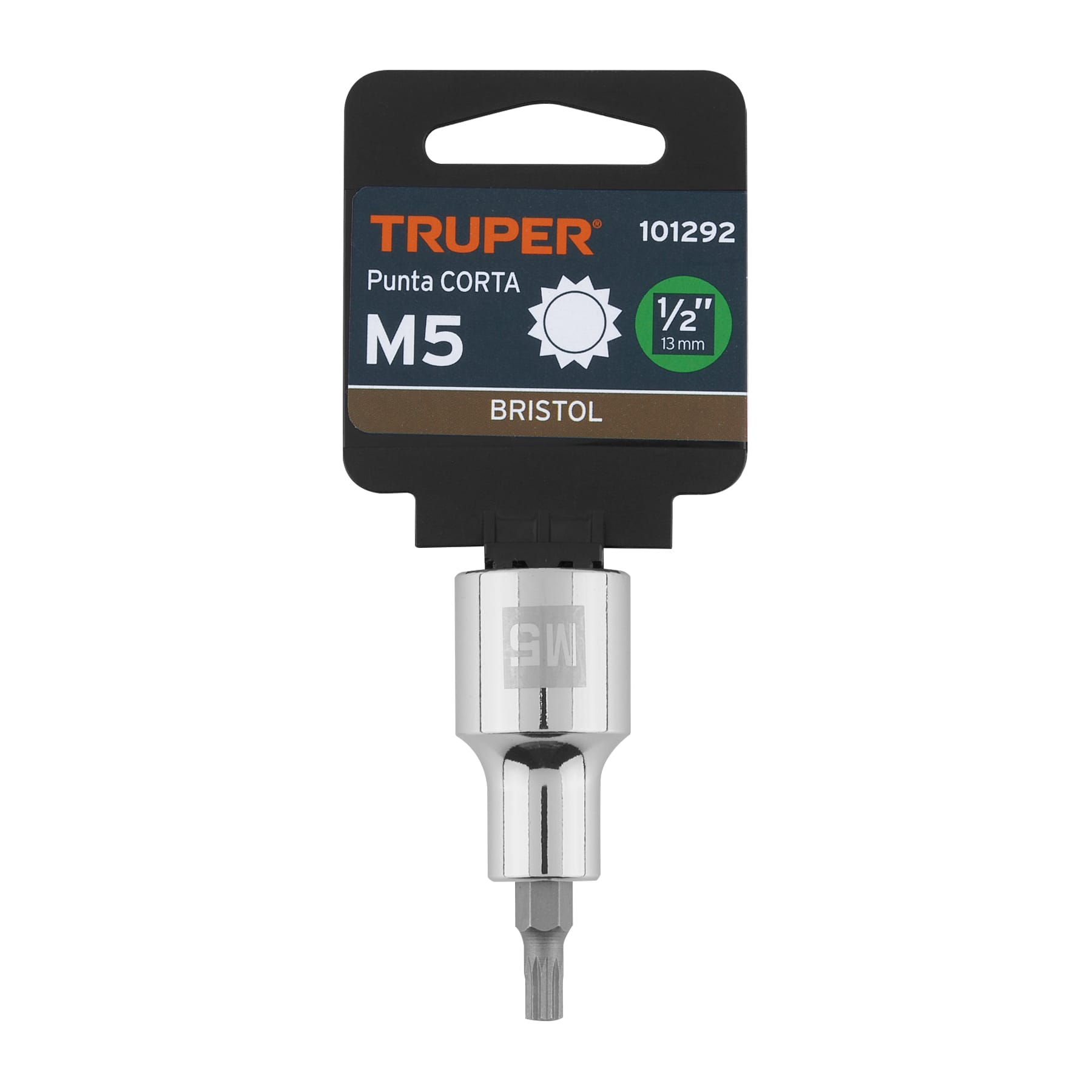 Dado punta corta bristol M5, cuadro 1/2", Truper
