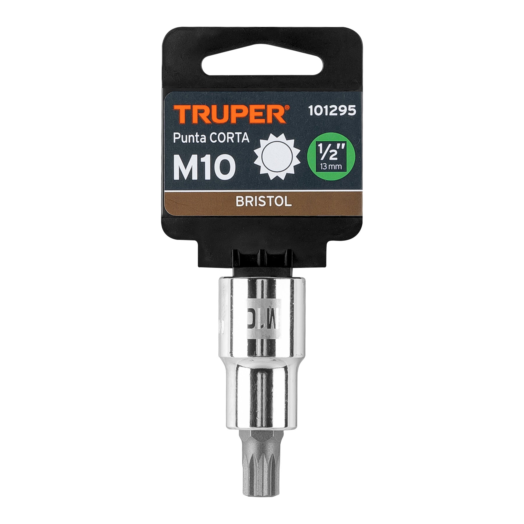 Dado punta corta bristol M10, cuadro 1/2", Truper