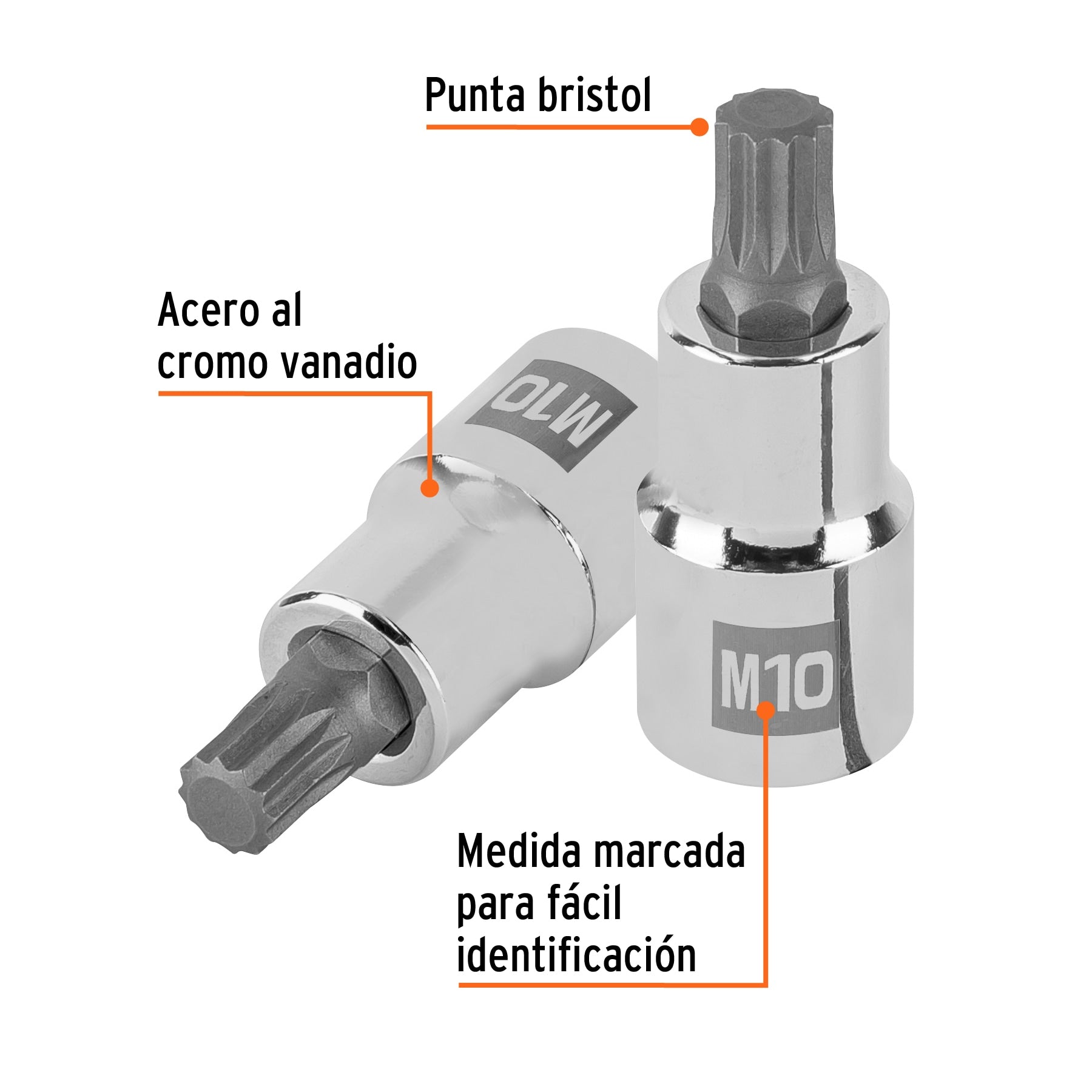 Dado punta corta bristol M10, cuadro 1/2", Truper