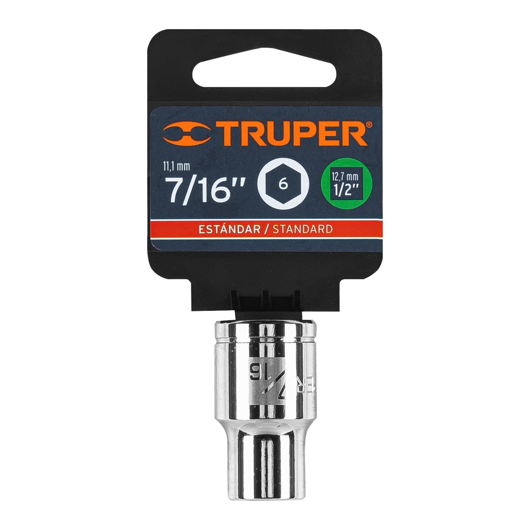 Dado de 7/16", 6 puntas, cuadro 1/2", Truper