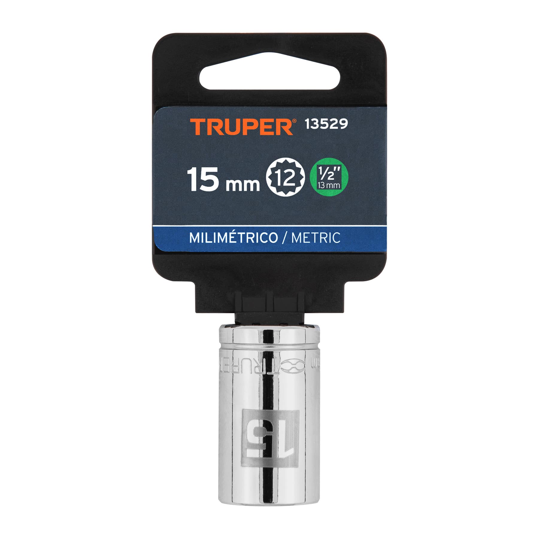 Dado de 15 mm, 12 puntas, cuadro 1/2", Truper