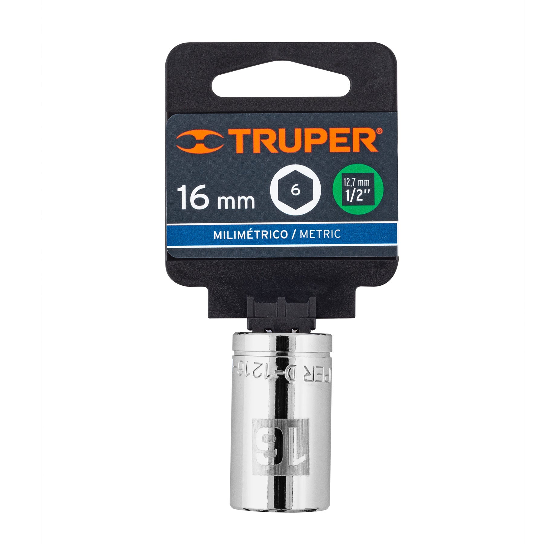 Dado de 16 mm, 6 puntas, cuadro 1/2", Truper