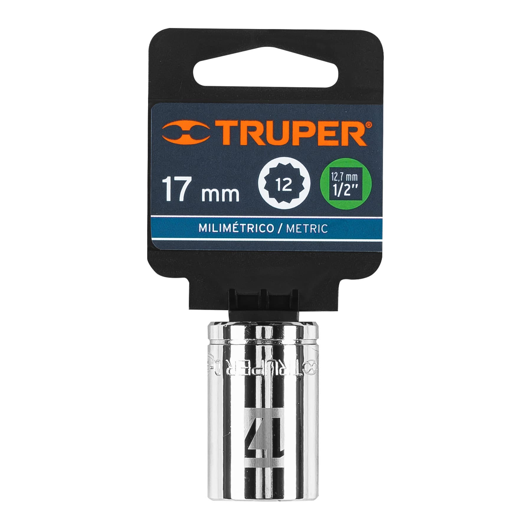 Dado de 17 mm, 12 puntas, cuadro 1/2", Truper