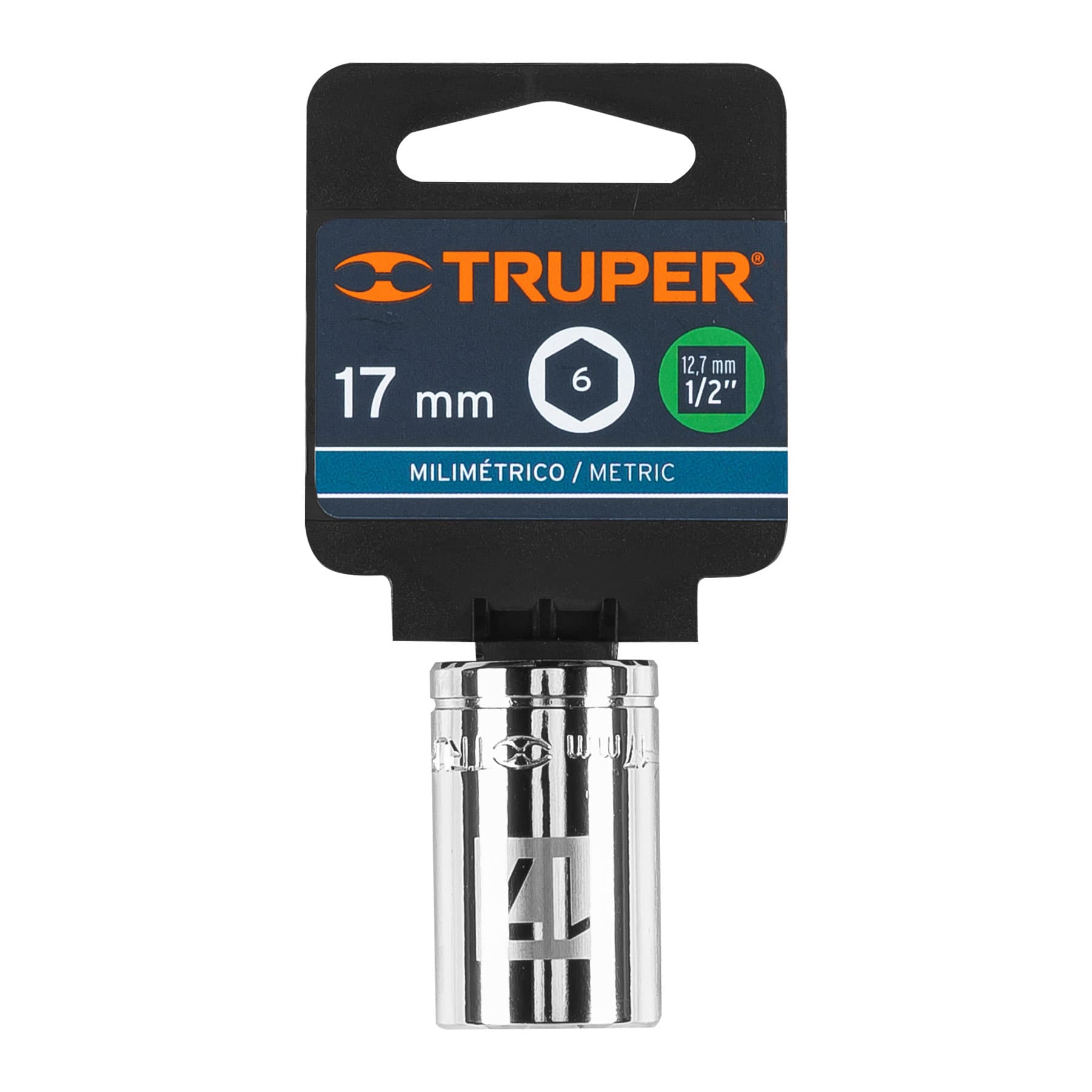 Dado de 17 mm, 6 puntas, cuadro 1/2", Truper