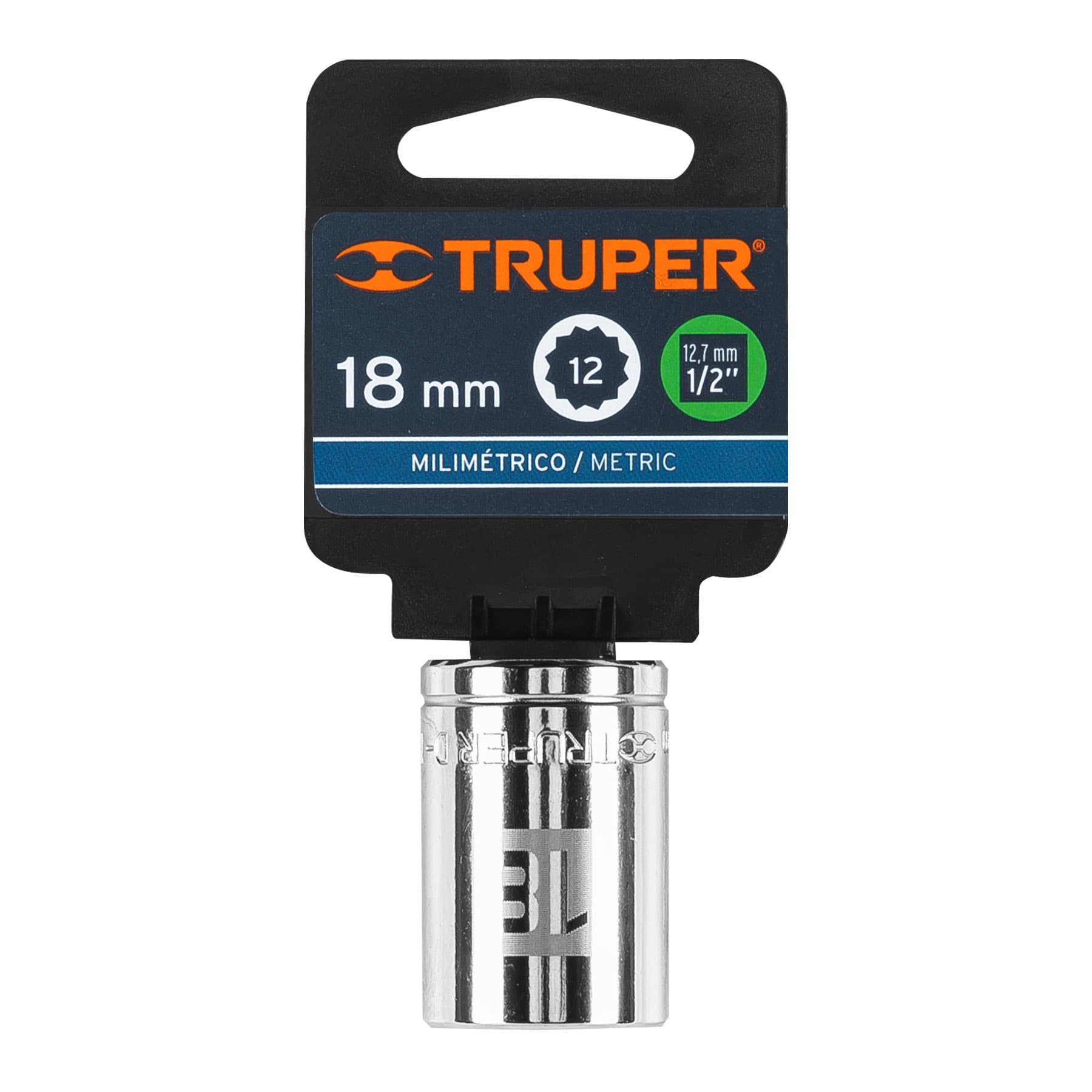 Dado de 18 mm, 12 puntas, cuadro 1/2", Truper