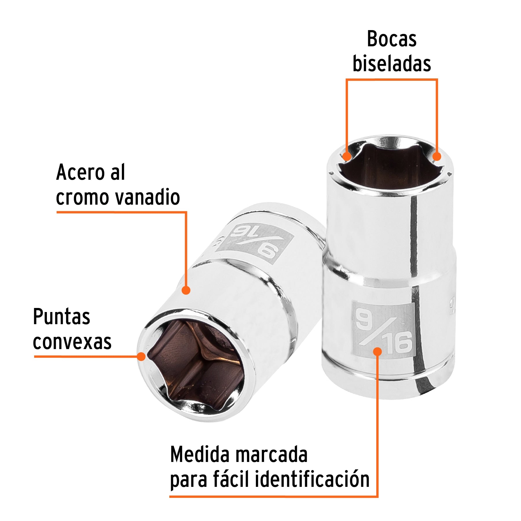 Dado de 9/16", 6 puntas, cuadro 1/2", Truper