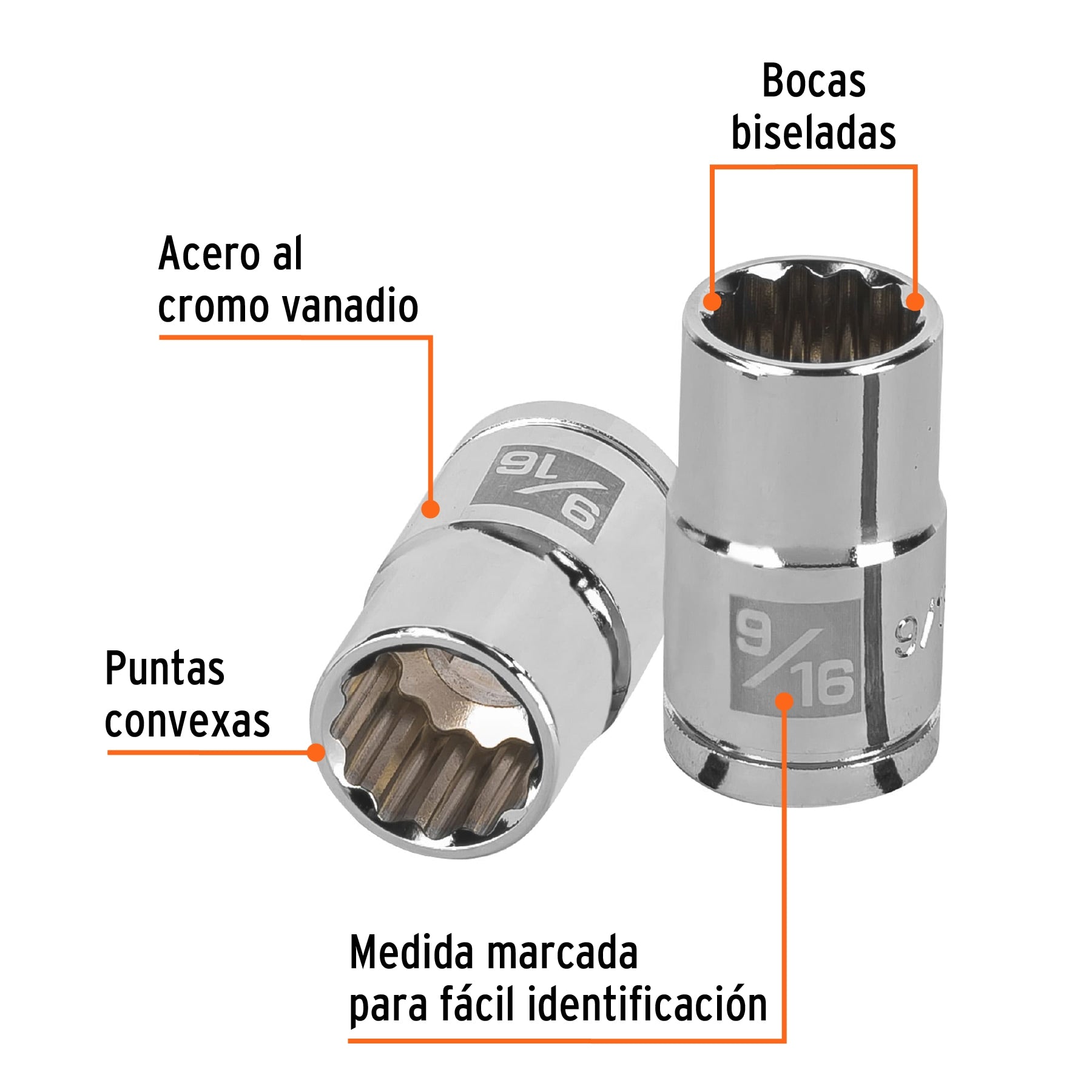 Dado de 9/16", 12 puntas, cuadro 1/2", Truper