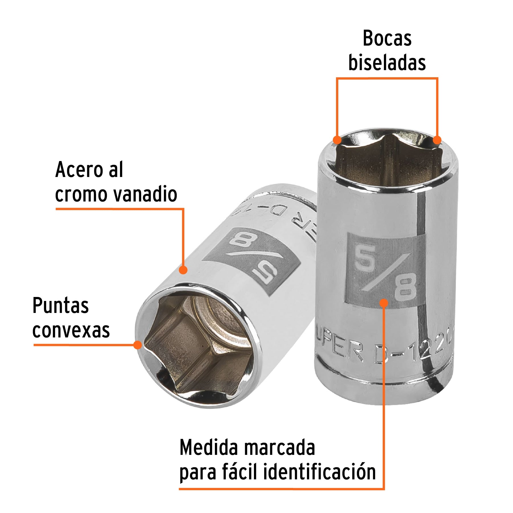 Dado de 5/8", 6 puntas, cuadro 1/2", Truper