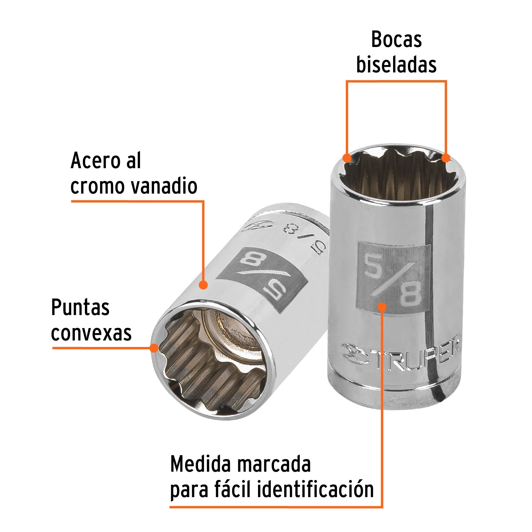 Dado de 5/8", 12 puntas, cuadro 1/2", Truper