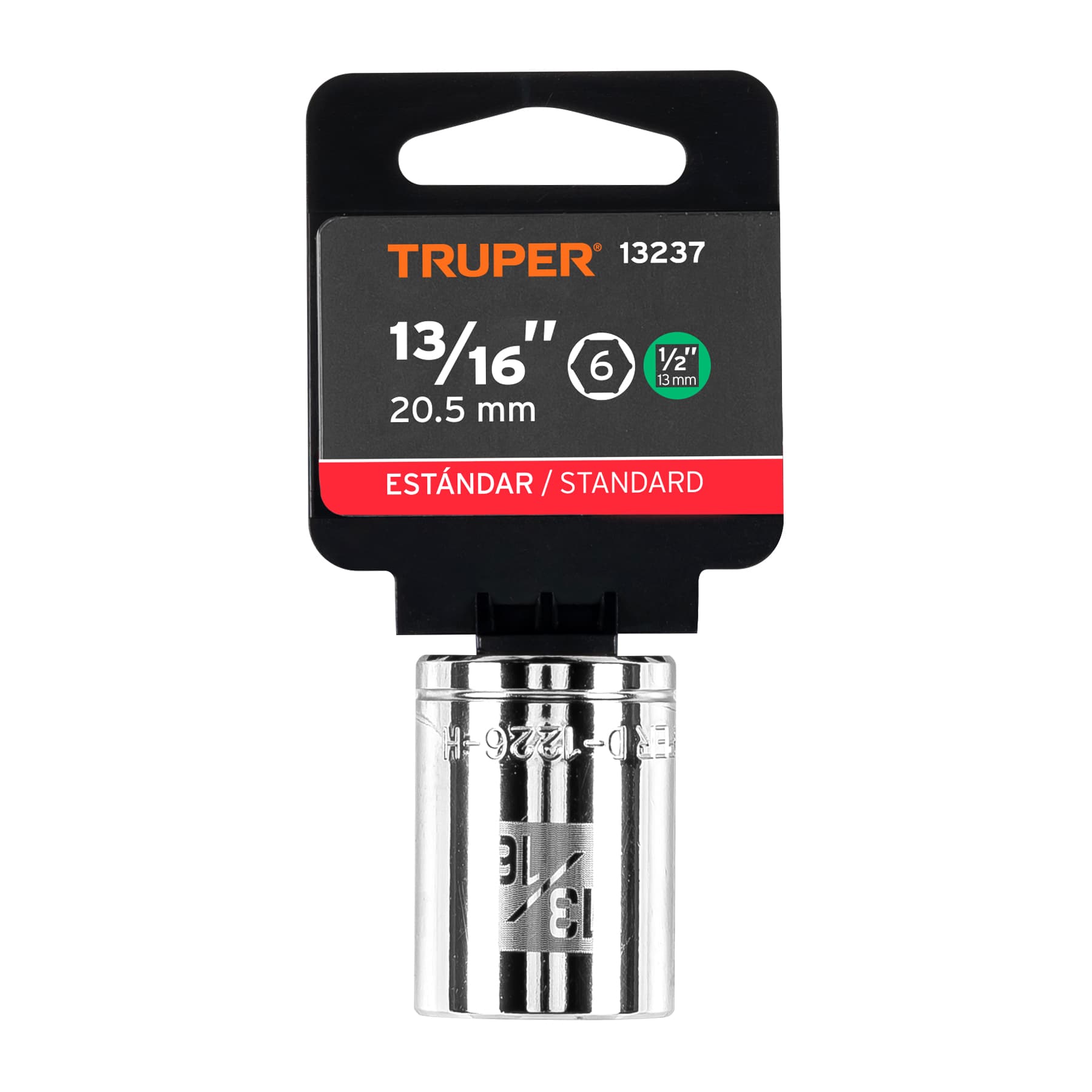 Dado de 13/16", 6 puntas, cuadro 1/2", Truper