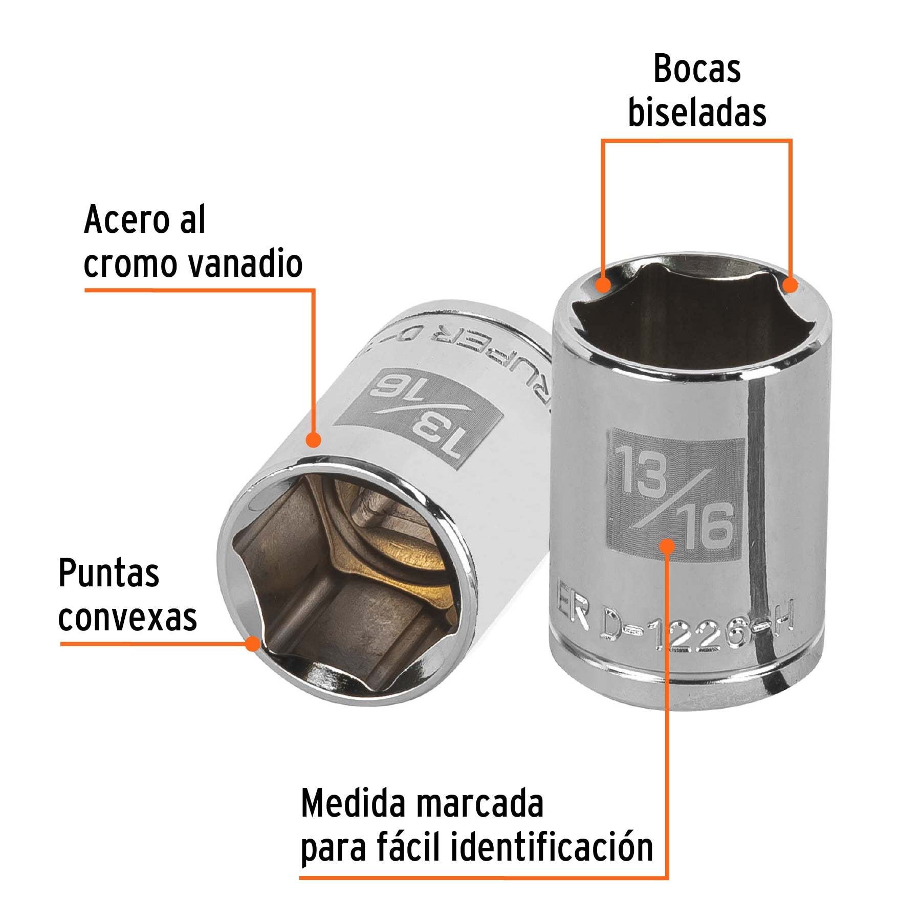 Dado de 13/16", 6 puntas, cuadro 1/2", Truper
