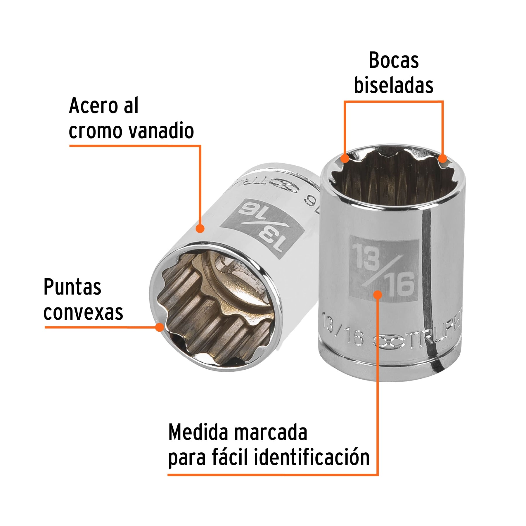 Dado de 13/16", 12 puntas, cuadro 1/2", Truper
