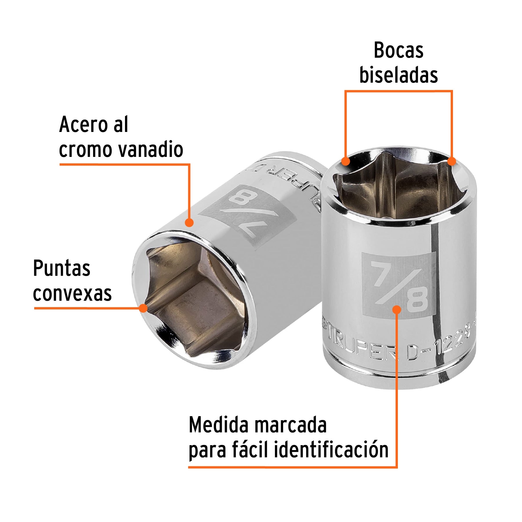 Dado de 7/8", 6 puntas, cuadro 1/2", Truper