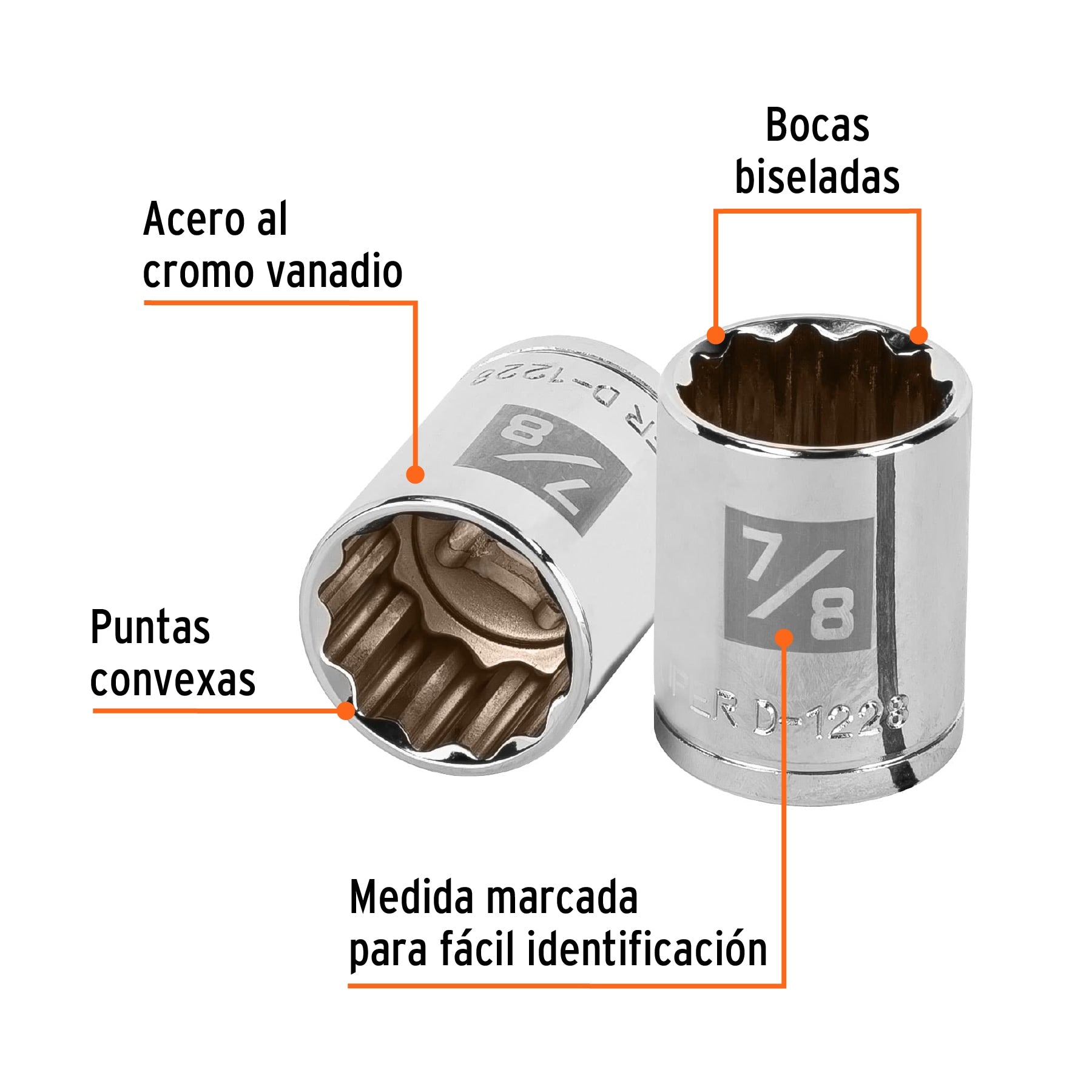 Dado de 7/8", 12 puntas, cuadro 1/2", Truper