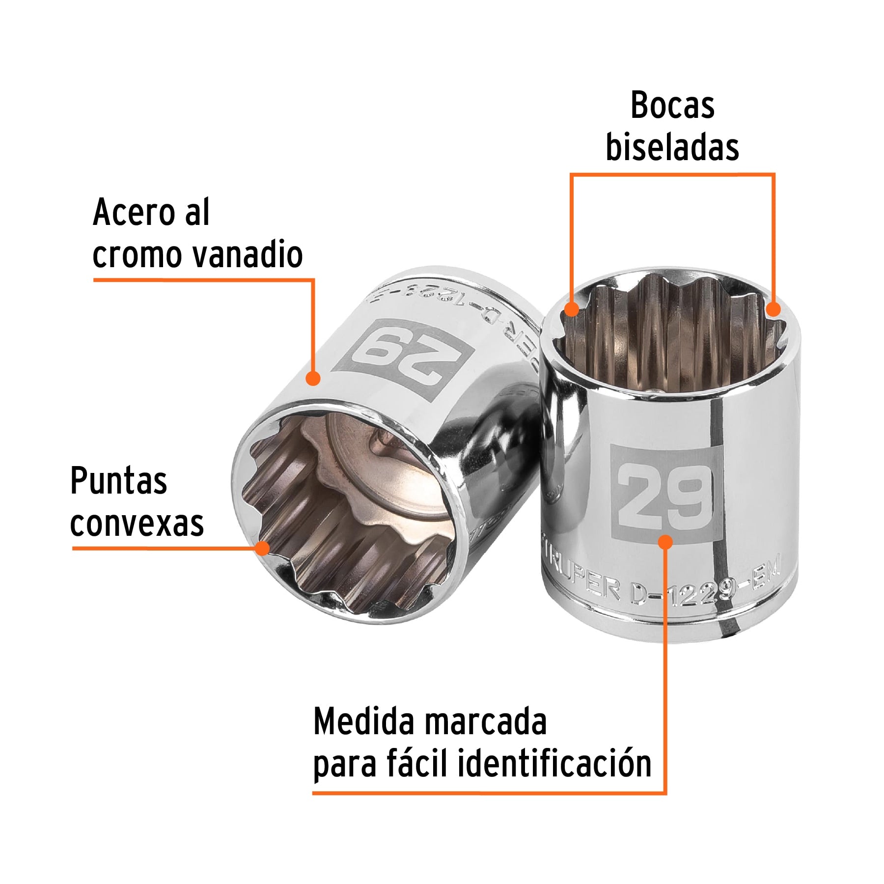 Dado de 29 mm, 12 puntas, cuadro 1/2", Truper