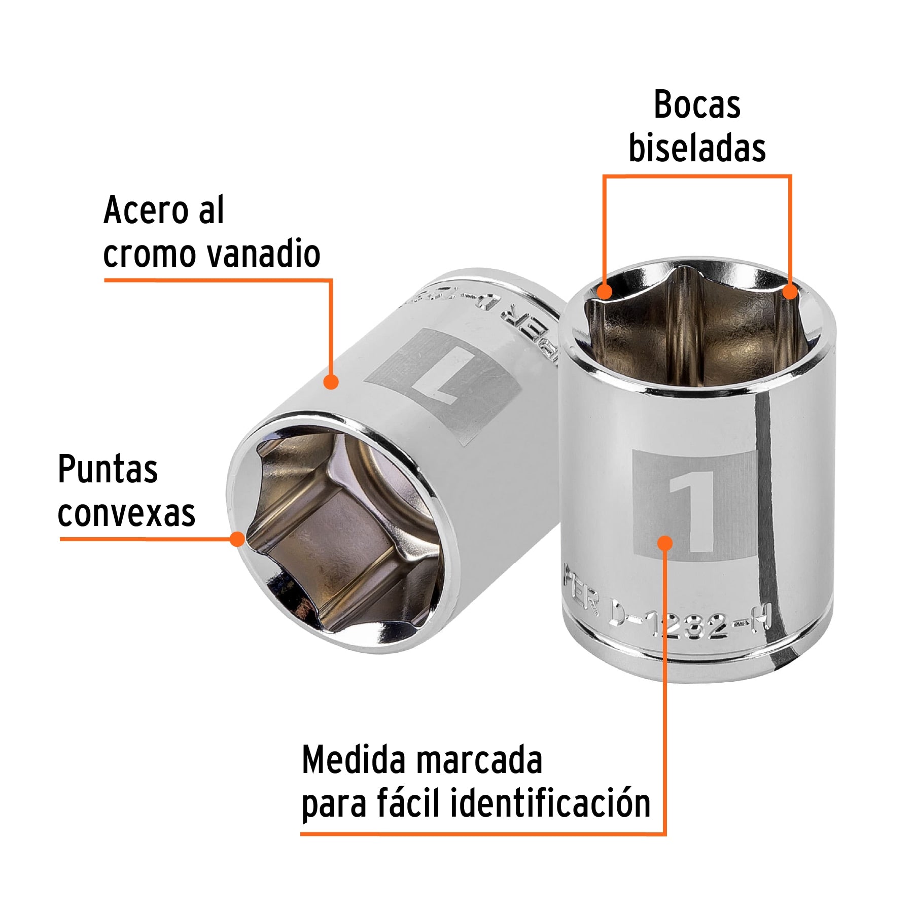 Dado de 1-1/16", 6 puntas, cuadro 1/2", Truper