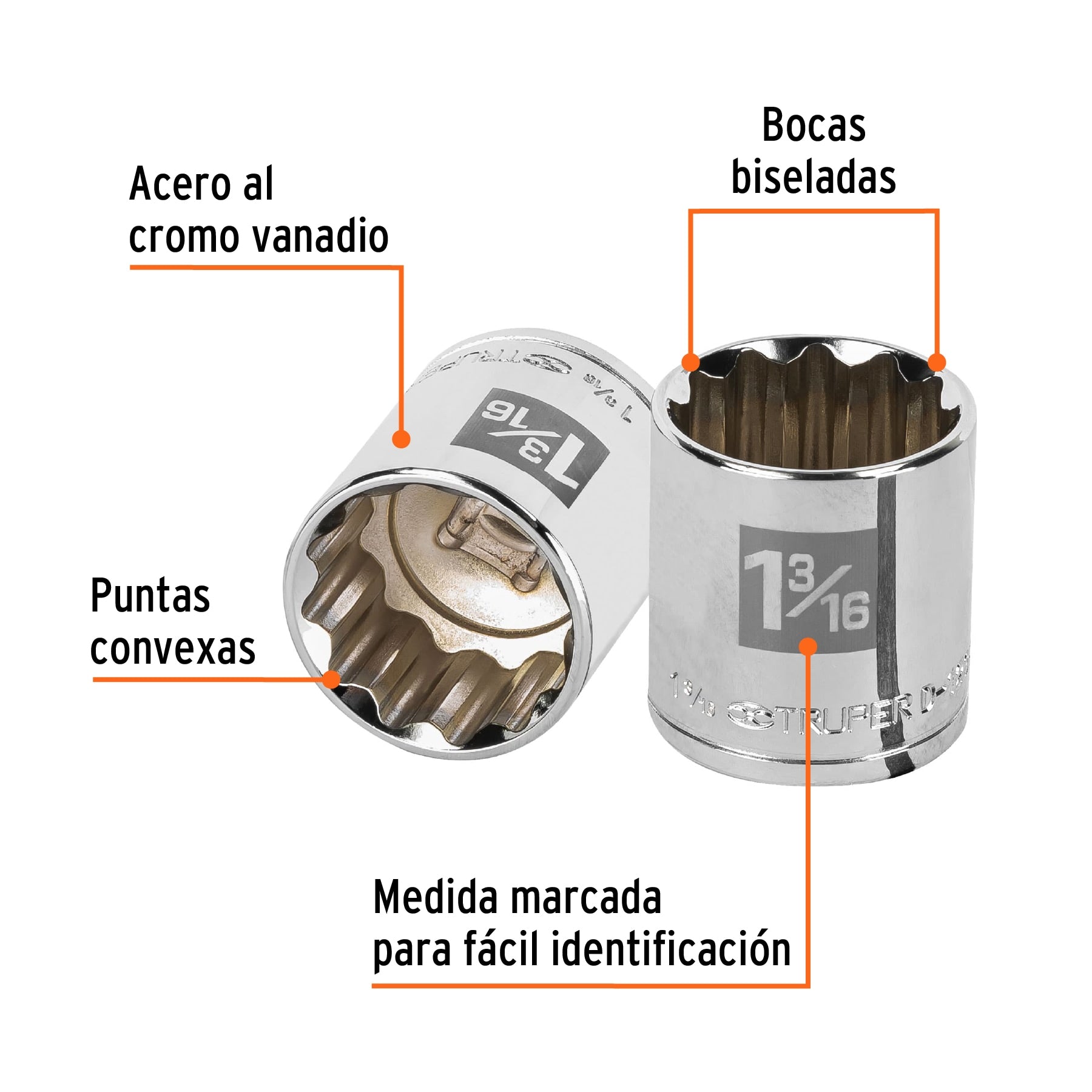 Dado de 1-3/16", 12 puntas, cuadro 1/2", Truper