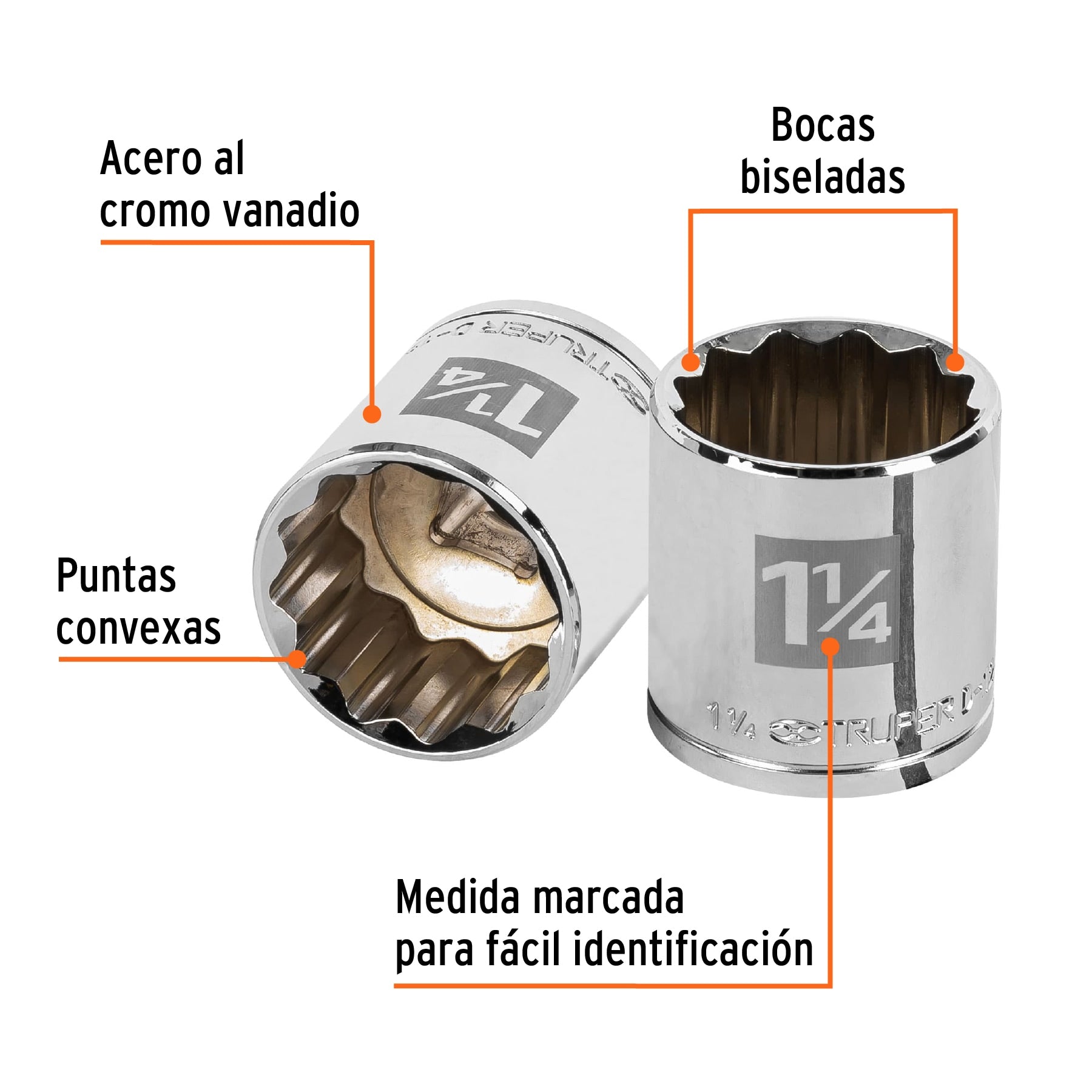 Dado de 1-1/4", 12 puntas, cuadro 1/2", Truper