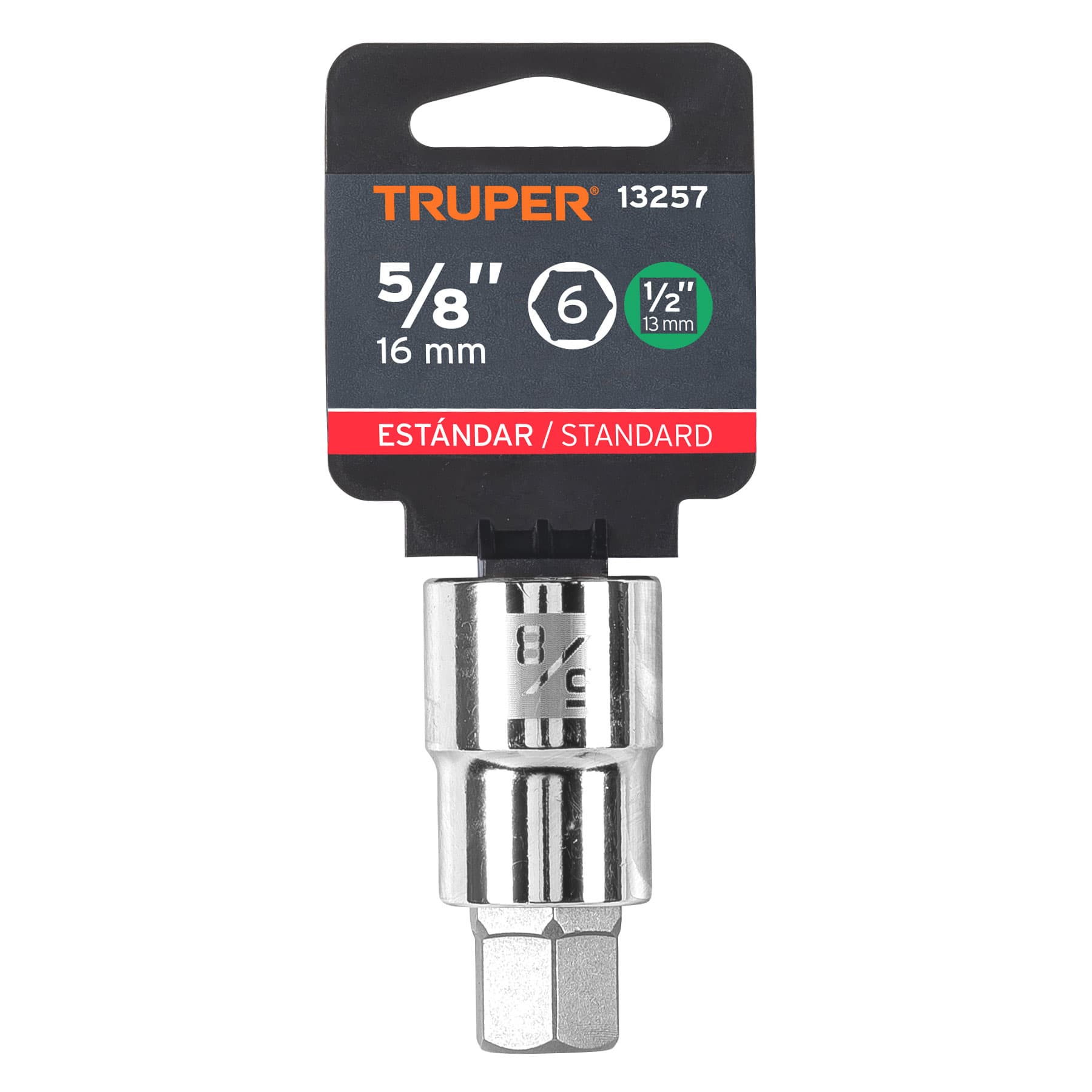 Dado punta hexagonal de 5/8", cuadro 1/2", Truper