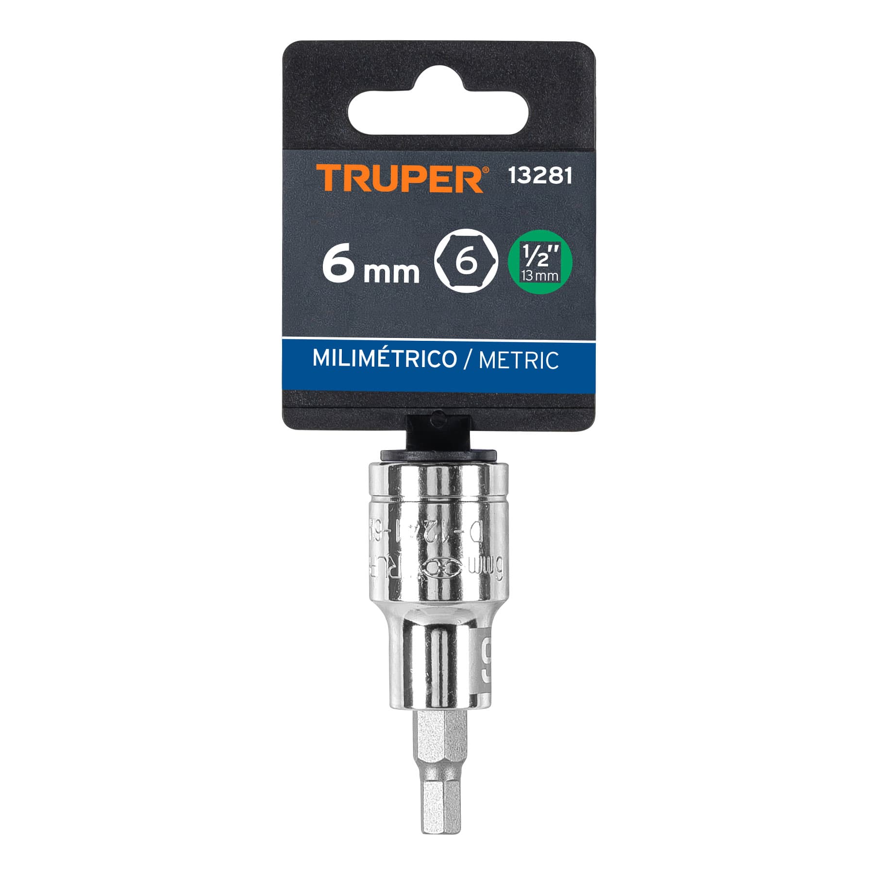 Dado punta hexagonal de 6 mm, cuadro 1/2", Truper