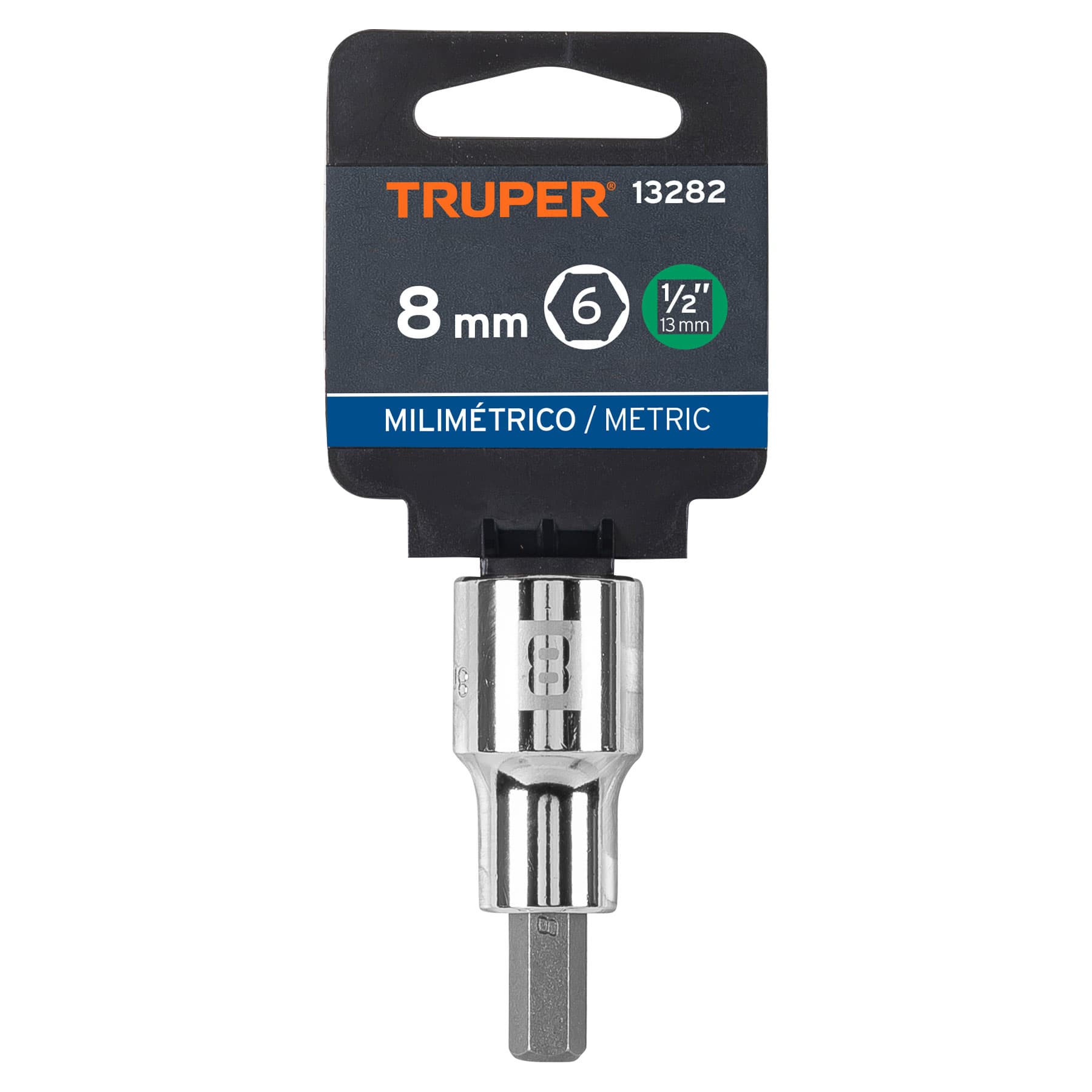 Dado punta hexagonal de 8 mm, cuadro 1/2", Truper