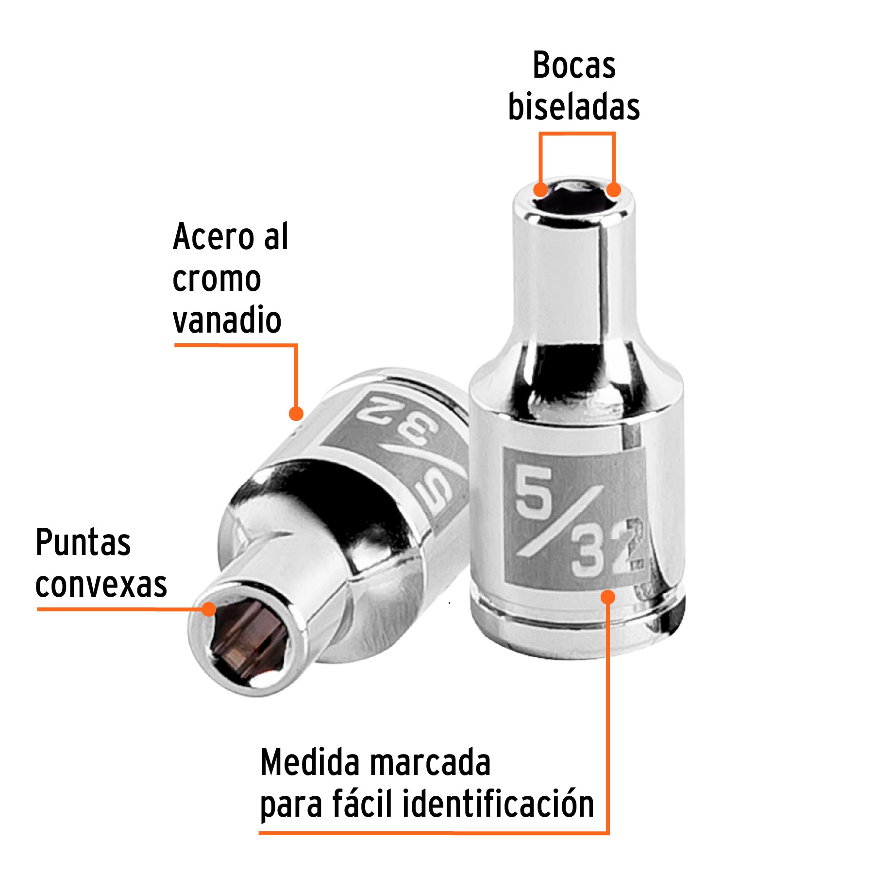 Dado de 5/32", 6 puntas, cuadro 1/4", Truper