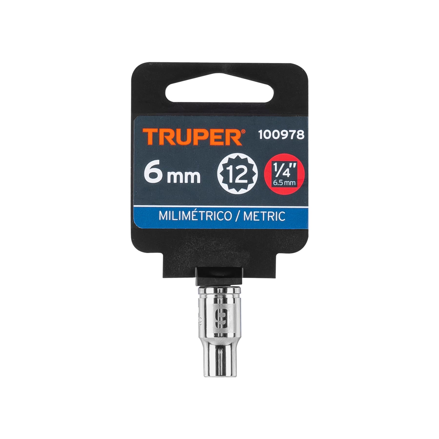 Dado de 6 mm, 12 puntas, cuadro 1/4", Truper