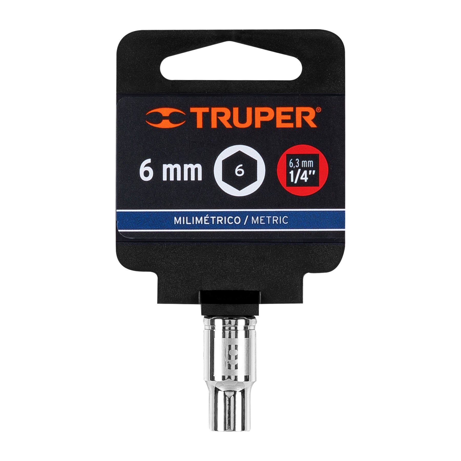 Dado de 6 mm, 6 puntas, cuadro 1/4", Truper