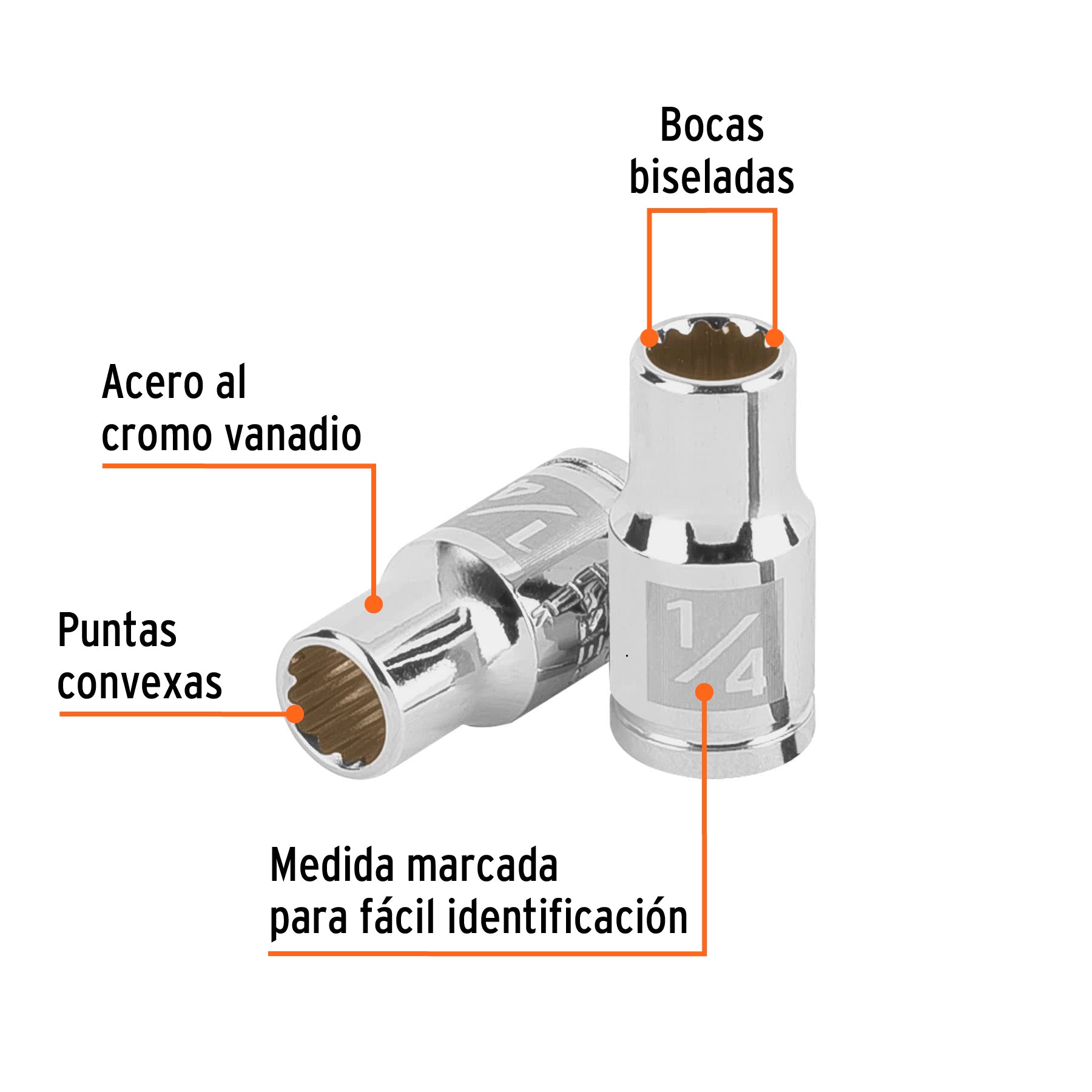 Dado de 1/4", 12 puntas, cuadro 1/4", Truper