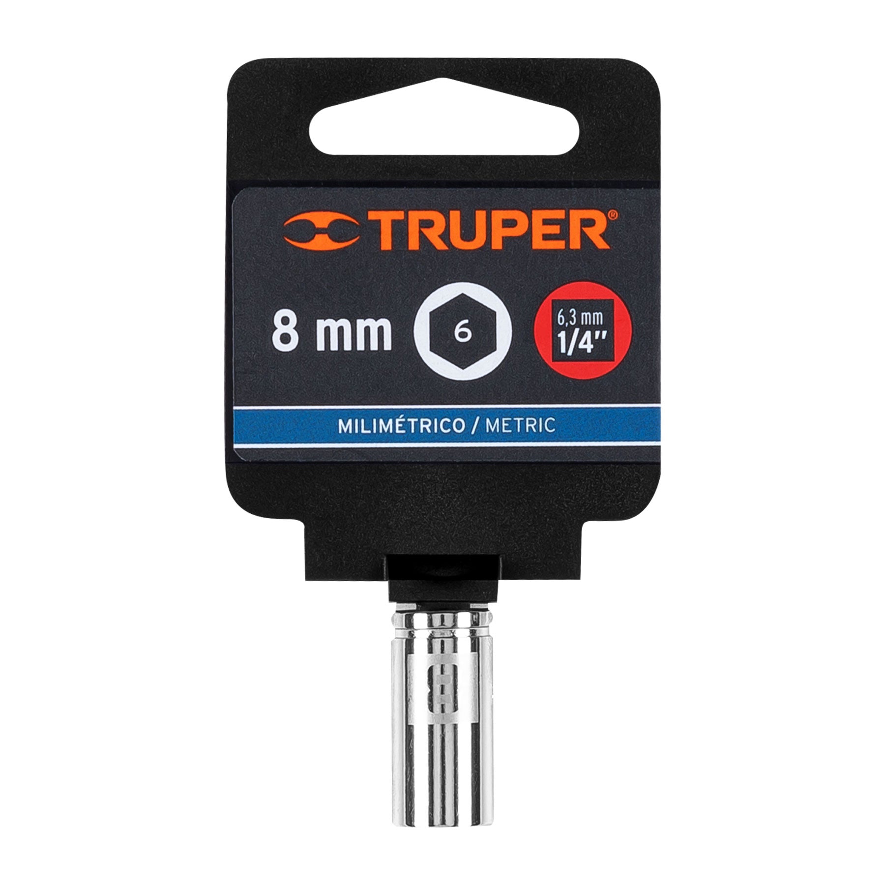 Dado de 8 mm, 6 puntas, cuadro 1/4", Truper