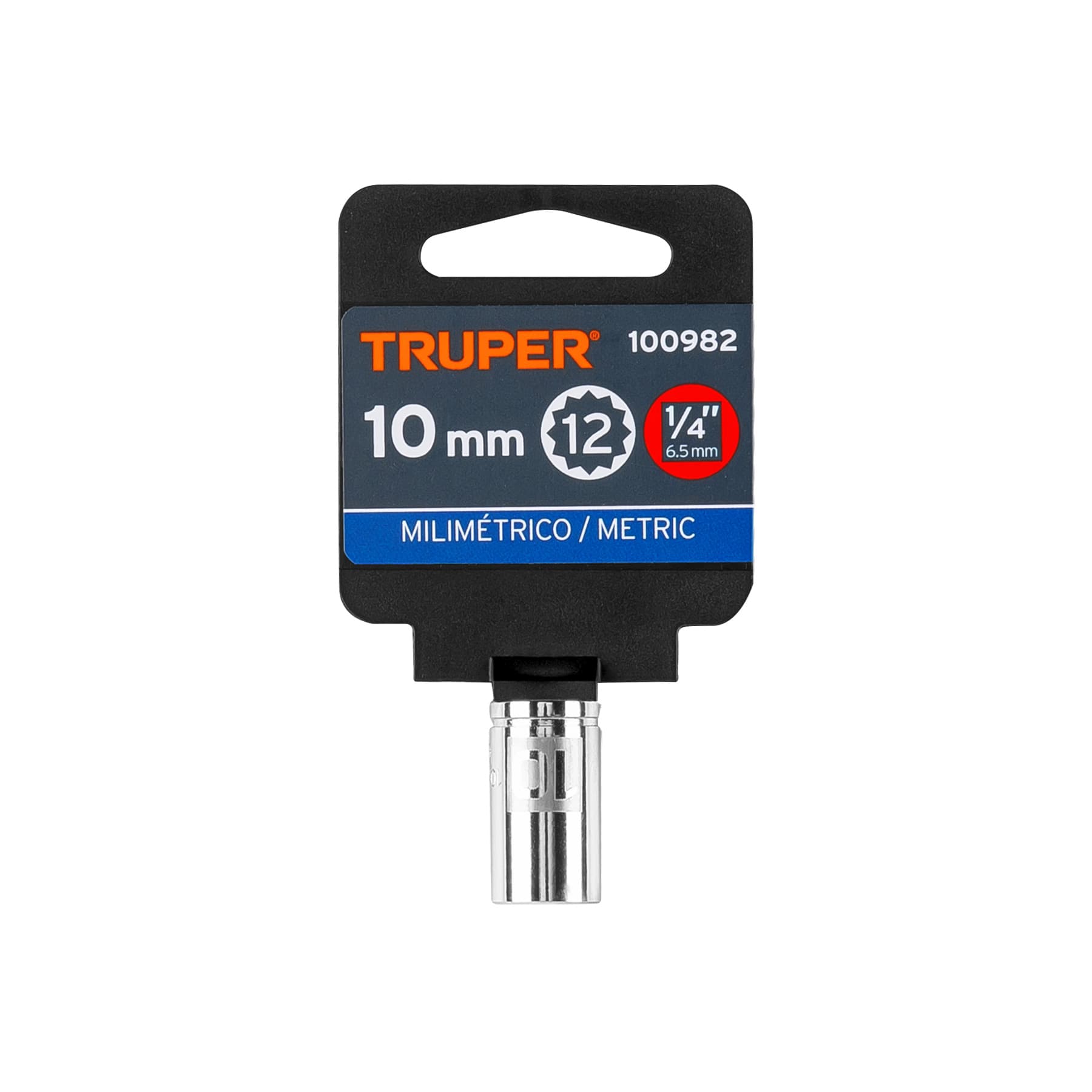 Dado de 10 mm, 12 puntas, cuadro 1/4", Truper