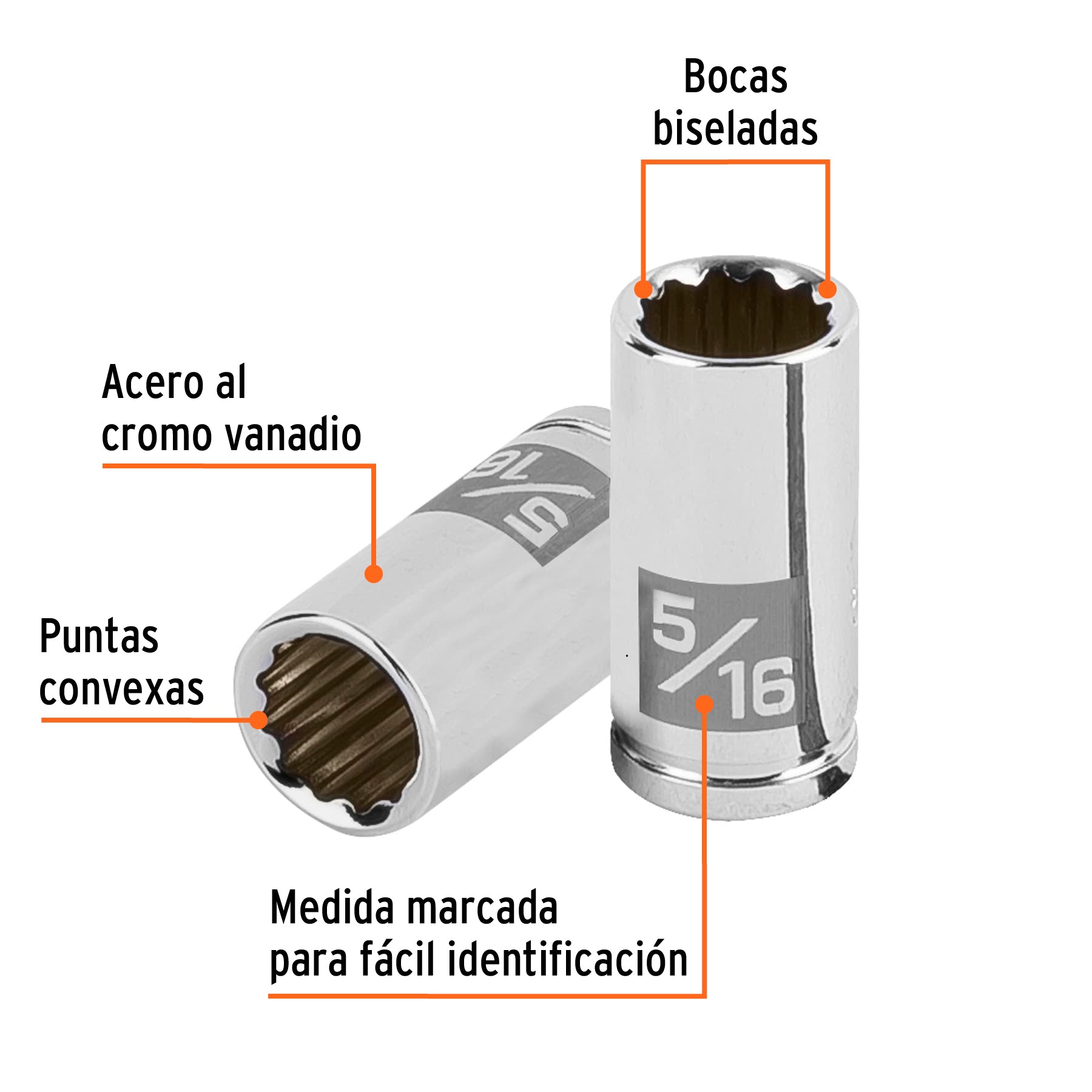 Dado de 5/16", 12 puntas, cuadro 1/4", Truper