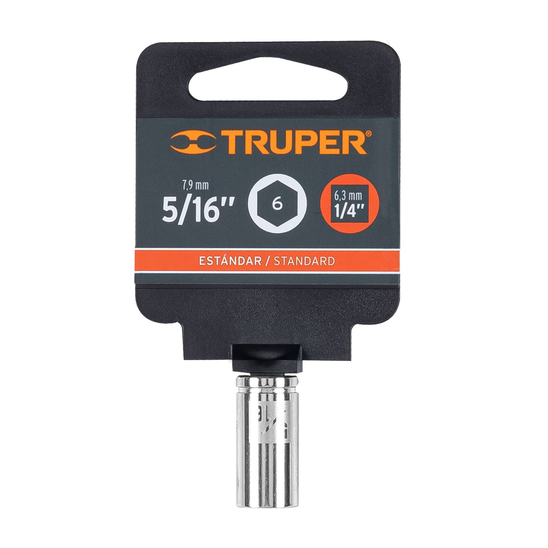 Dado de 5/16", 6 puntas, cuadro 1/4", Truper