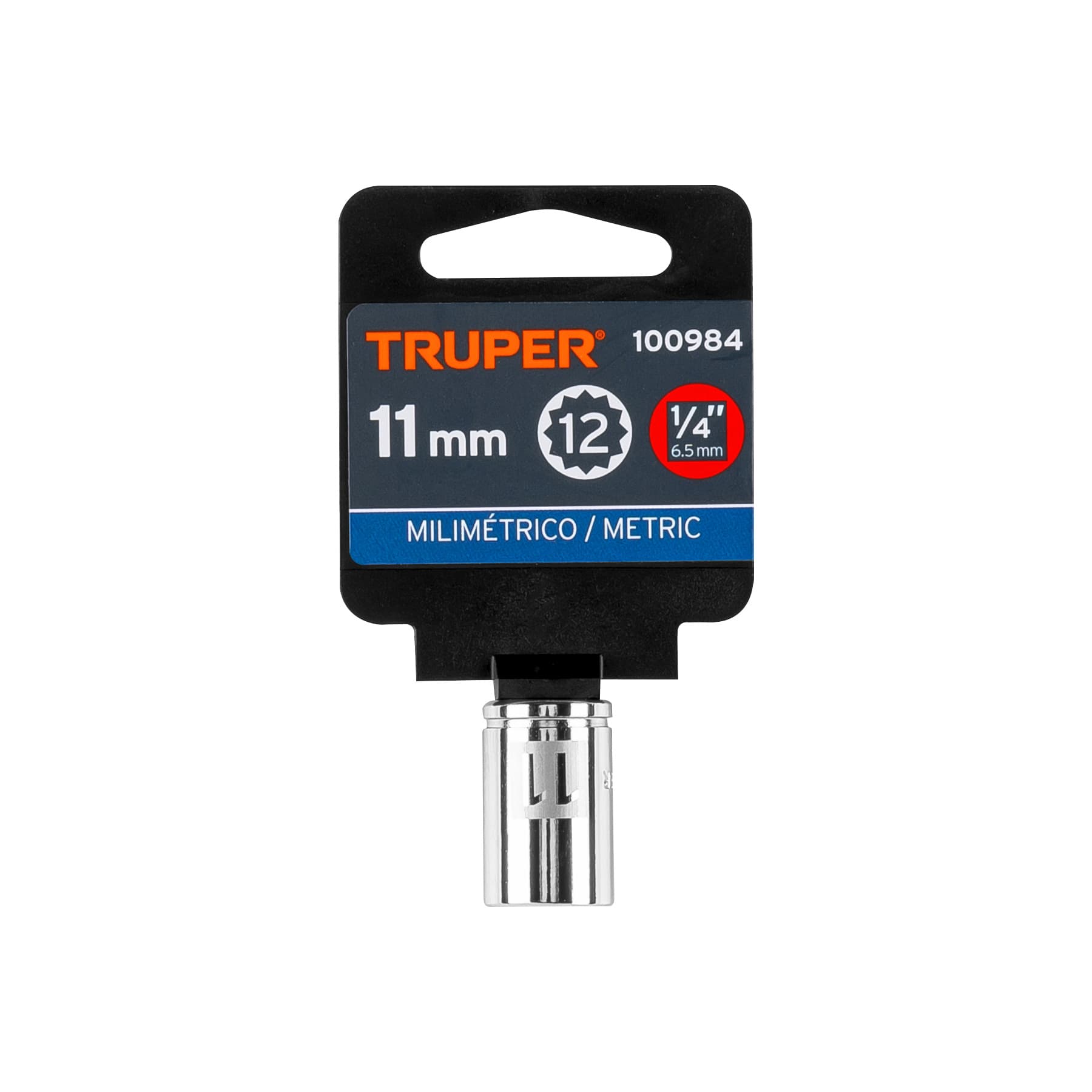 Dado de 11 mm, 12 puntas, cuadro 1/4", Truper