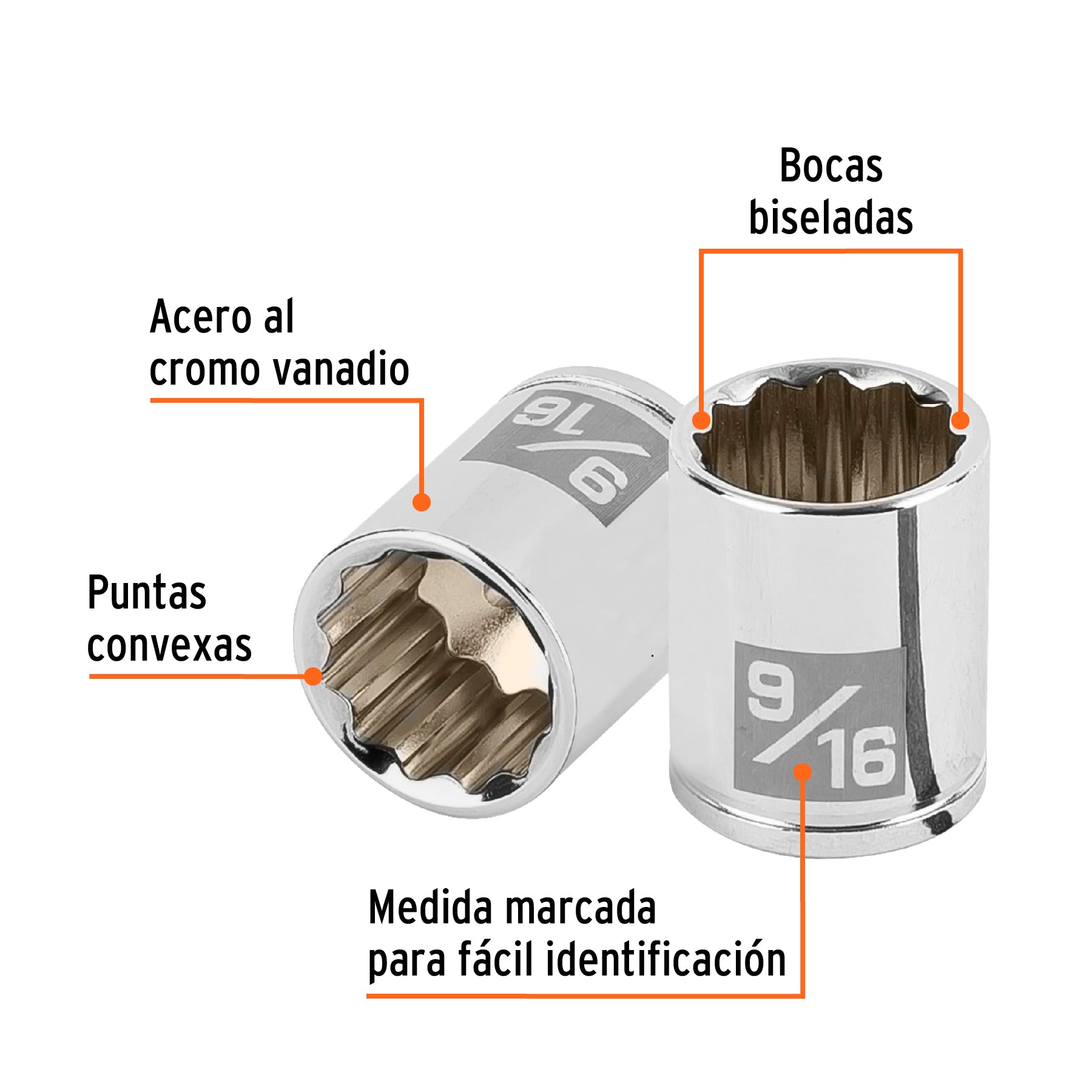 Dado de 9/16", 12 puntas, cuadro 1/4", Truper