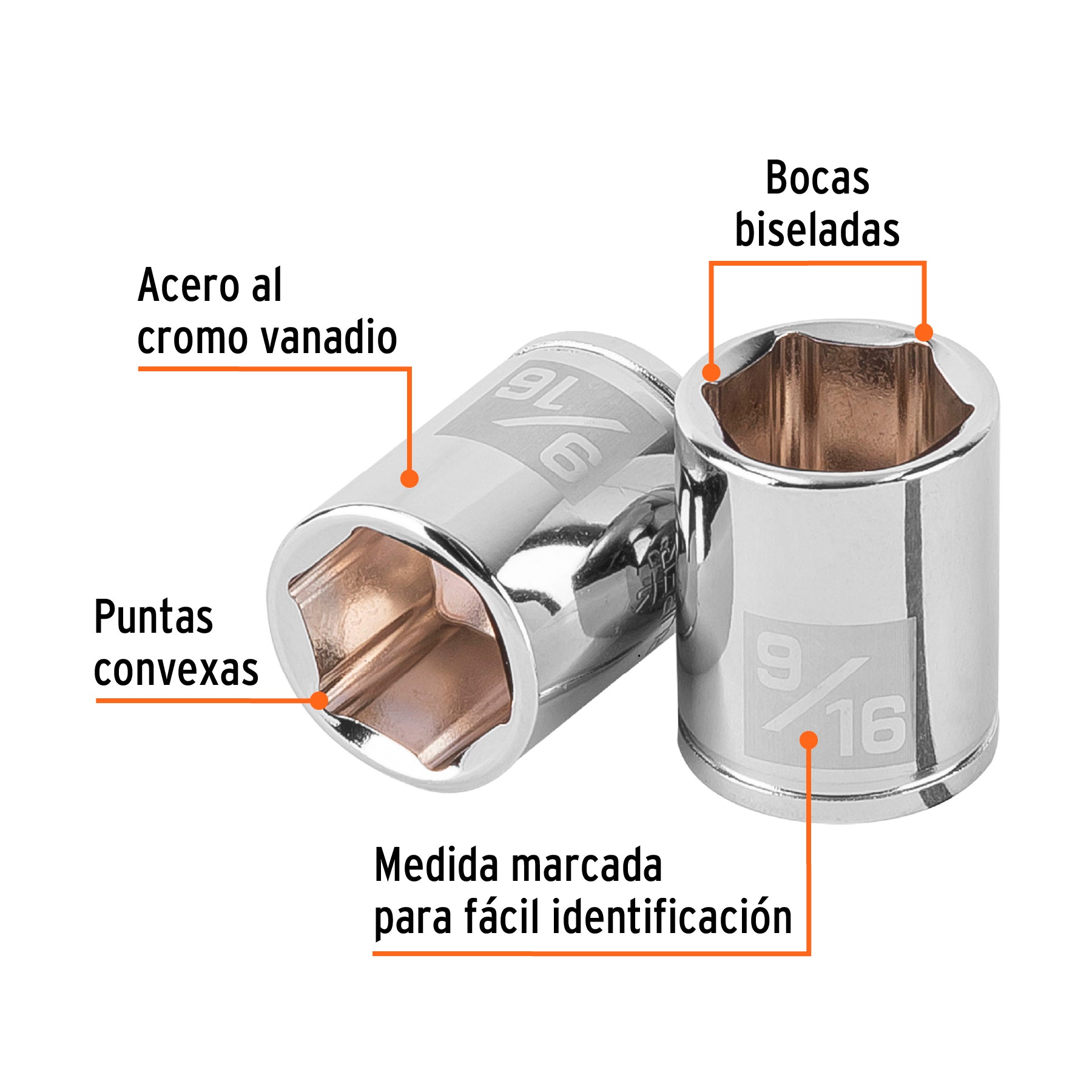 Dado de 9/16", 6 puntas, cuadro 1/4", Truper