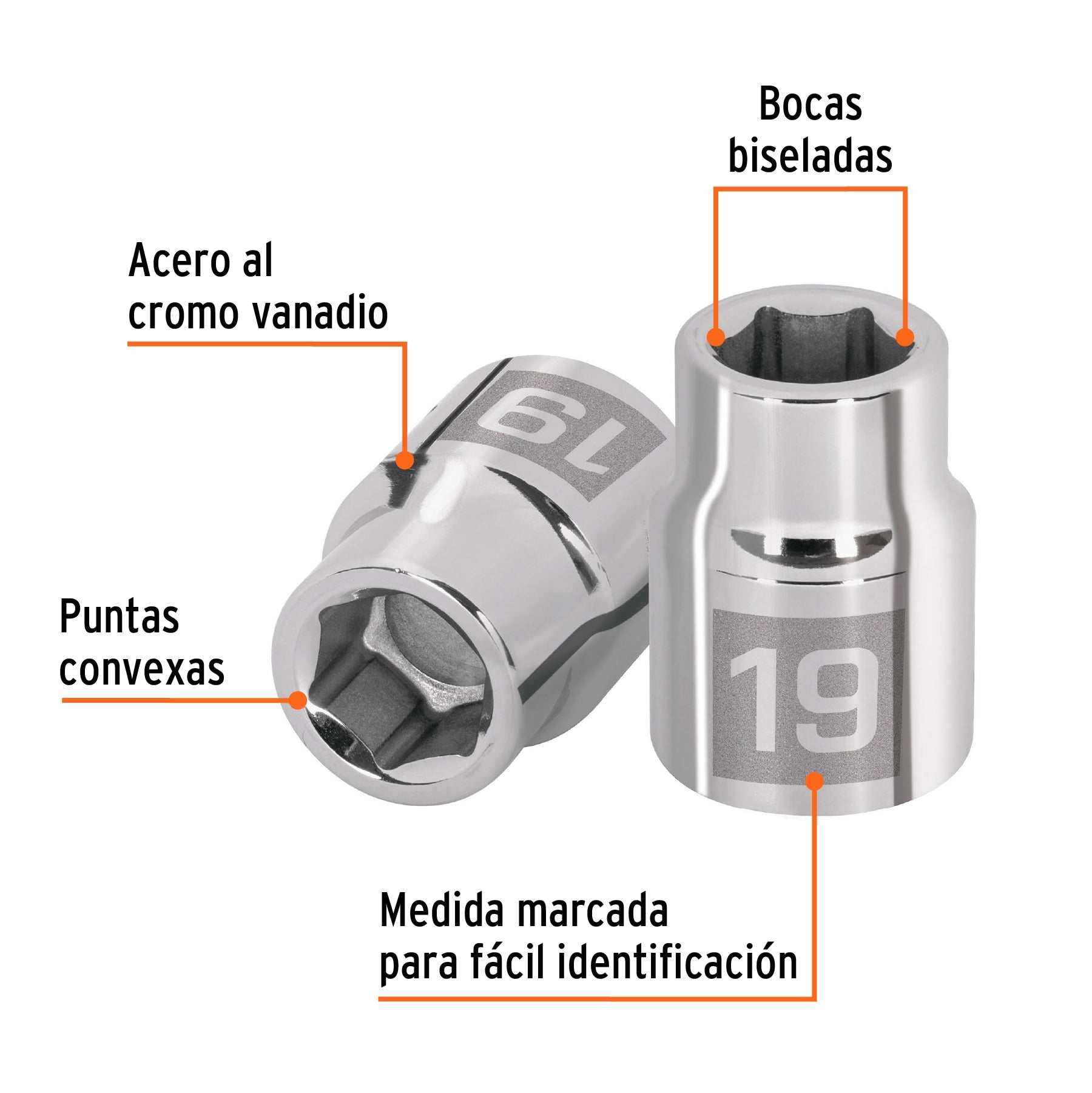 Dado de 19 mm, 6 puntas, cuadro 3/4", Truper