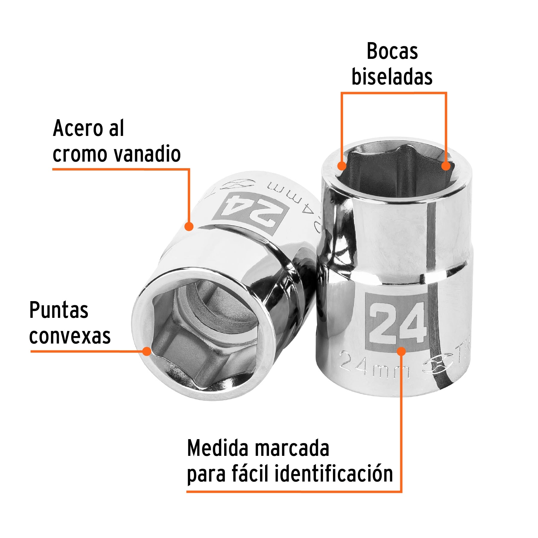 Dado de 24 mm, 6 puntas, cuadro 3/4", Truper
