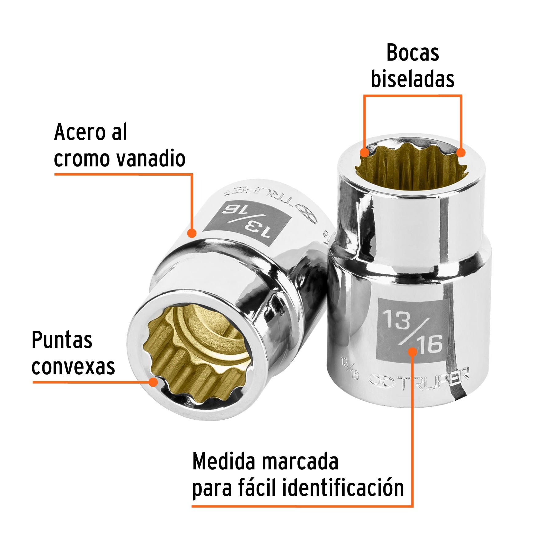 Dado de 13/16", 12 puntas, cuadro 3/4", Truper