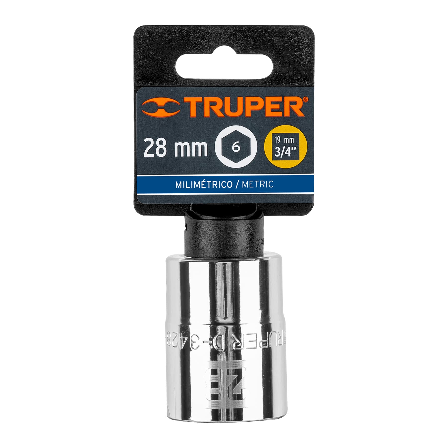 Dado de 28 mm, 6 puntas, cuadro 3/4", Truper