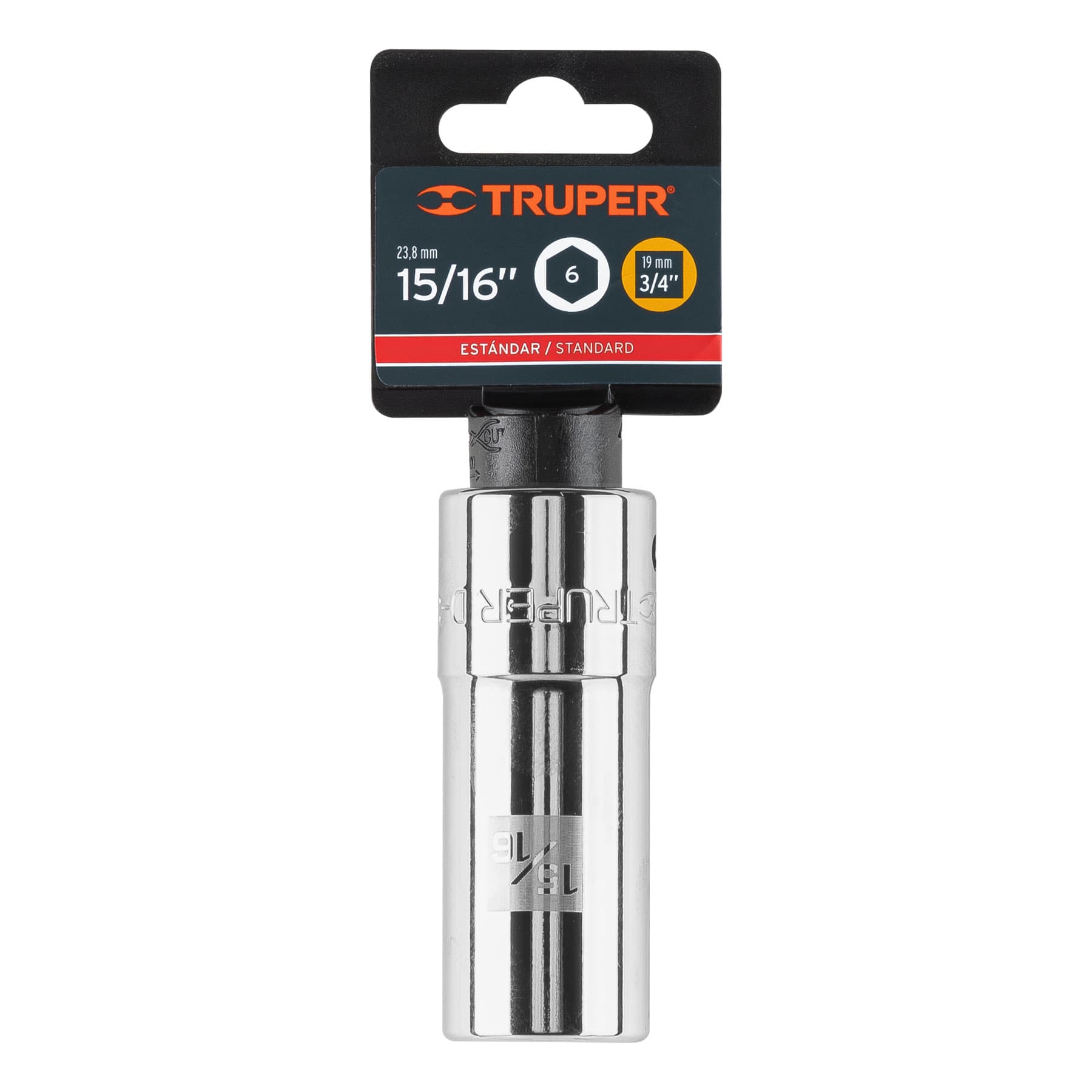 Dado largo de 15/16", 6 puntas, cuadro 3/4", Truper