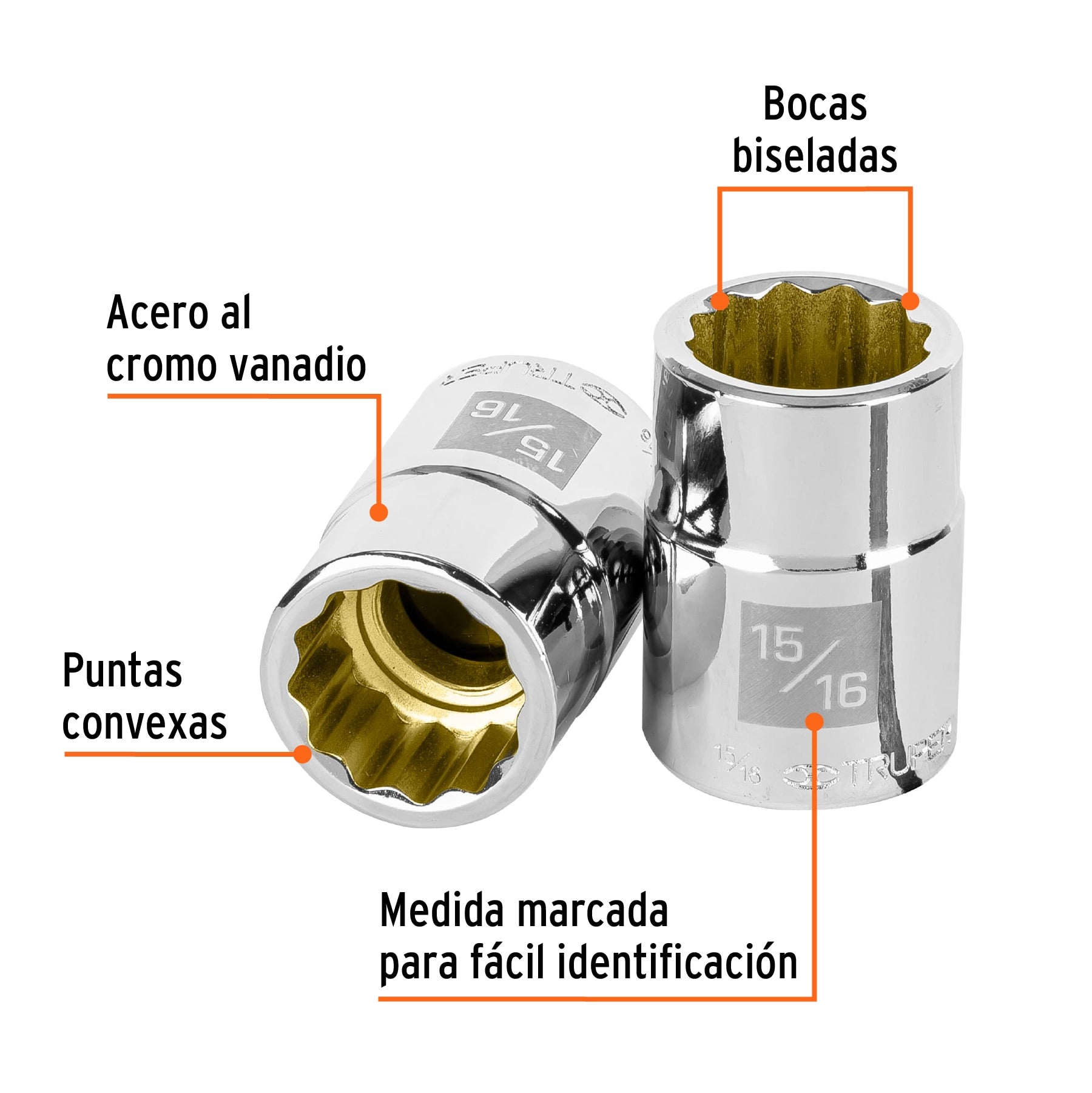 Dado de 15/16", 12 puntas, cuadro 3/4", Truper